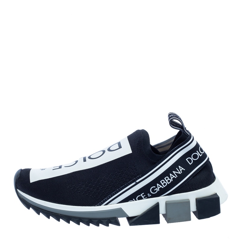 

Dolce & Gabbana Black/White Knit Fabric Sorrento Sneakers Size