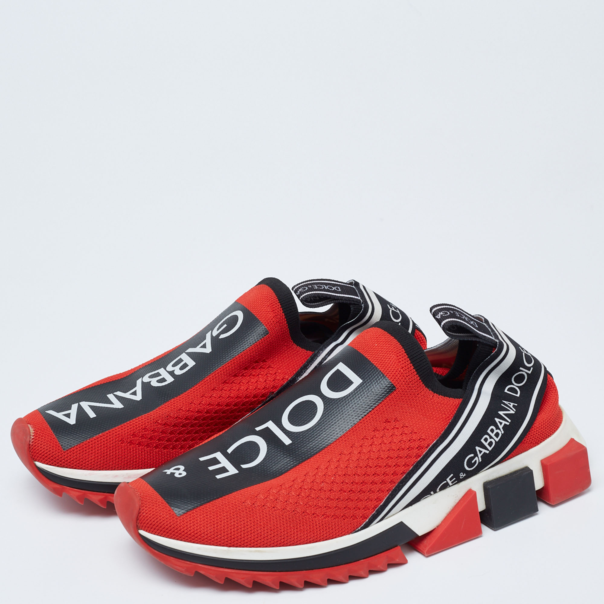 

Dolce & Gabbana Red Knit Fabric Sorrento Sneakers Size
