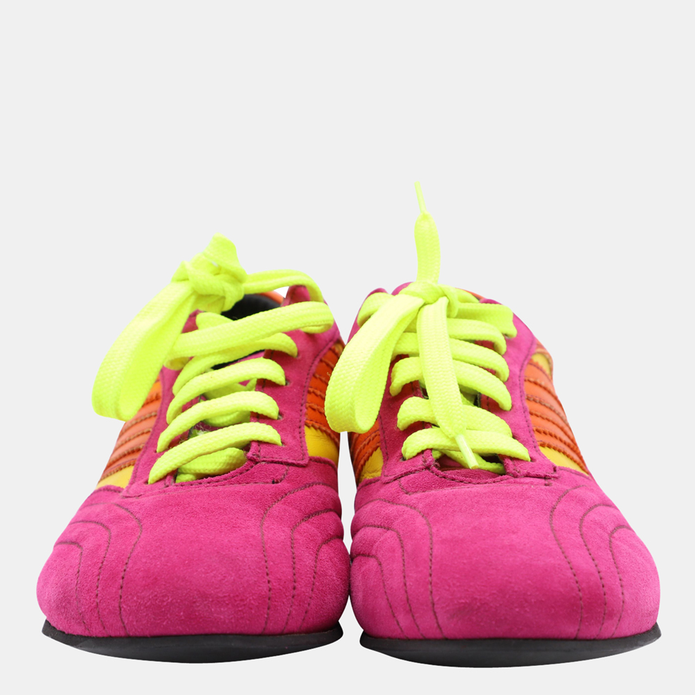 

Dolce & Gabbana Pink and Multicolor Suede Lace Up Sneakers Size EU