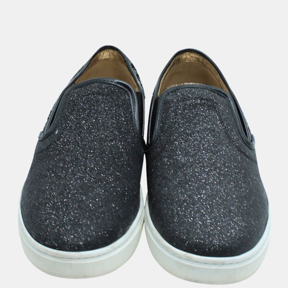 

Dolce & Gabbana Black/Grey Sequin and Glitter Slip-On Sneakers Size EU