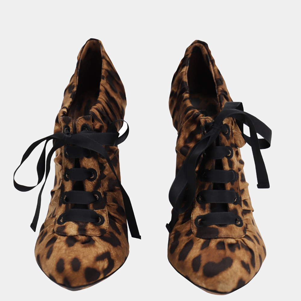 

Dolce & Gabbana Leopard Print Satin Lace-Up Boots Size EU, Multicolor