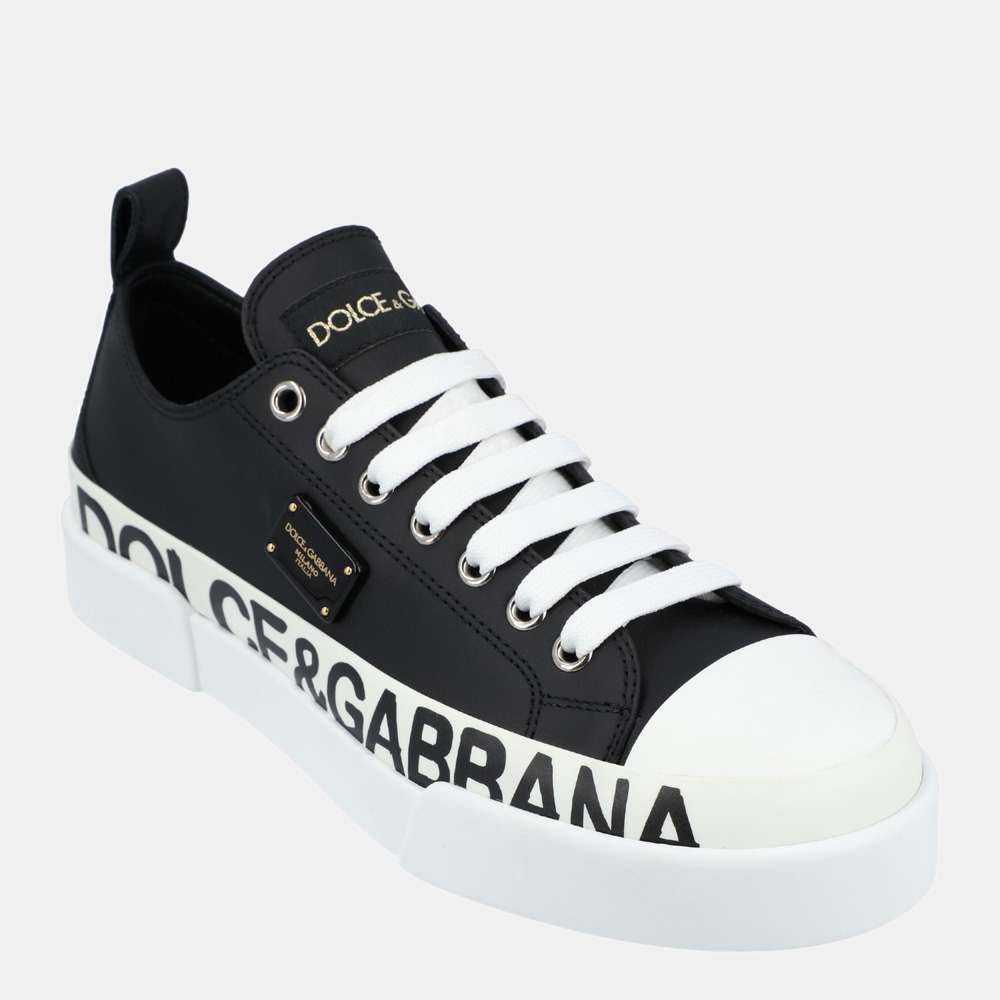 

Dolce & Gabbana White/Black Calfskin Portofino Light Sneakers Size EU