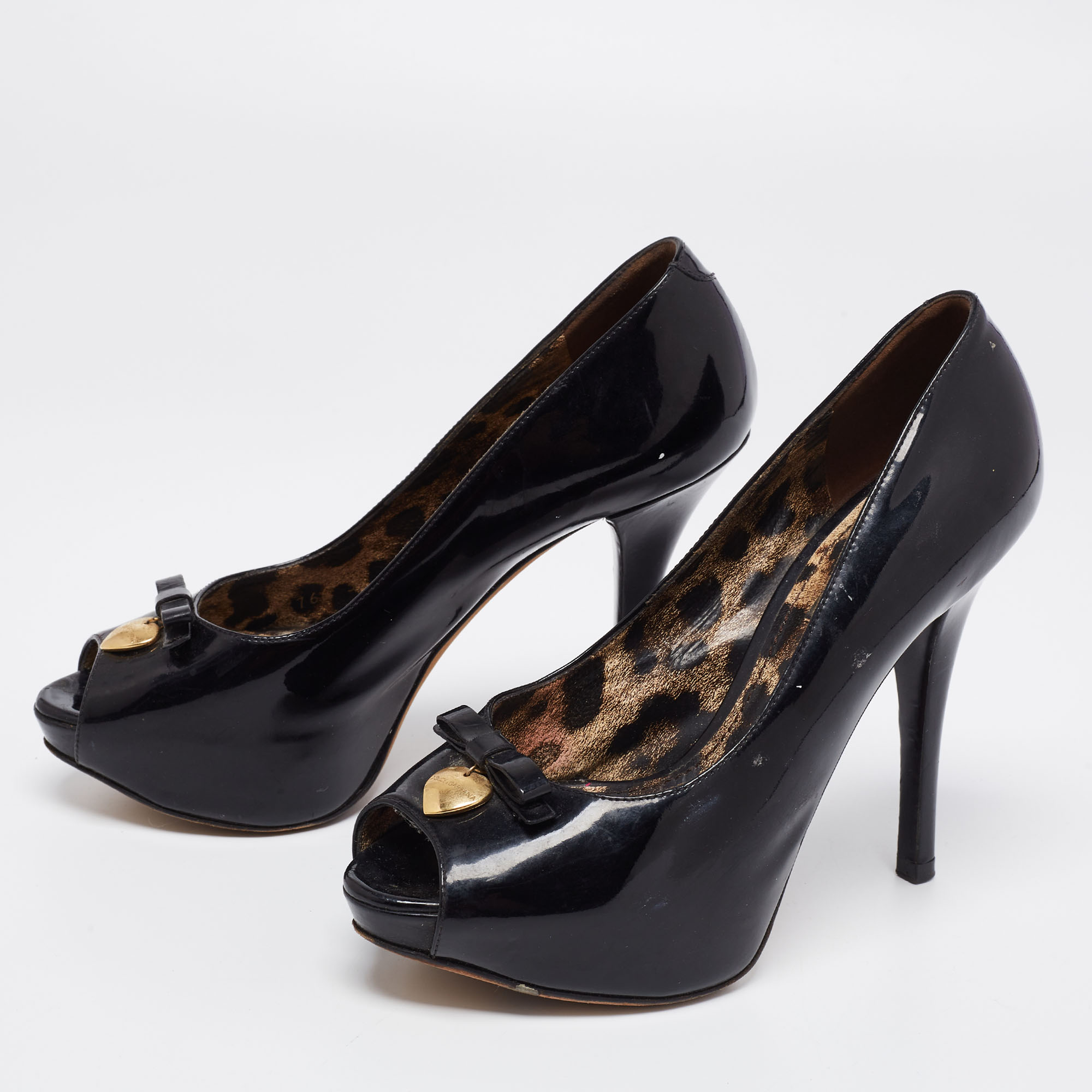 

Dolce & Gabbana Black Patent Leather Peep Toe Pumps Size