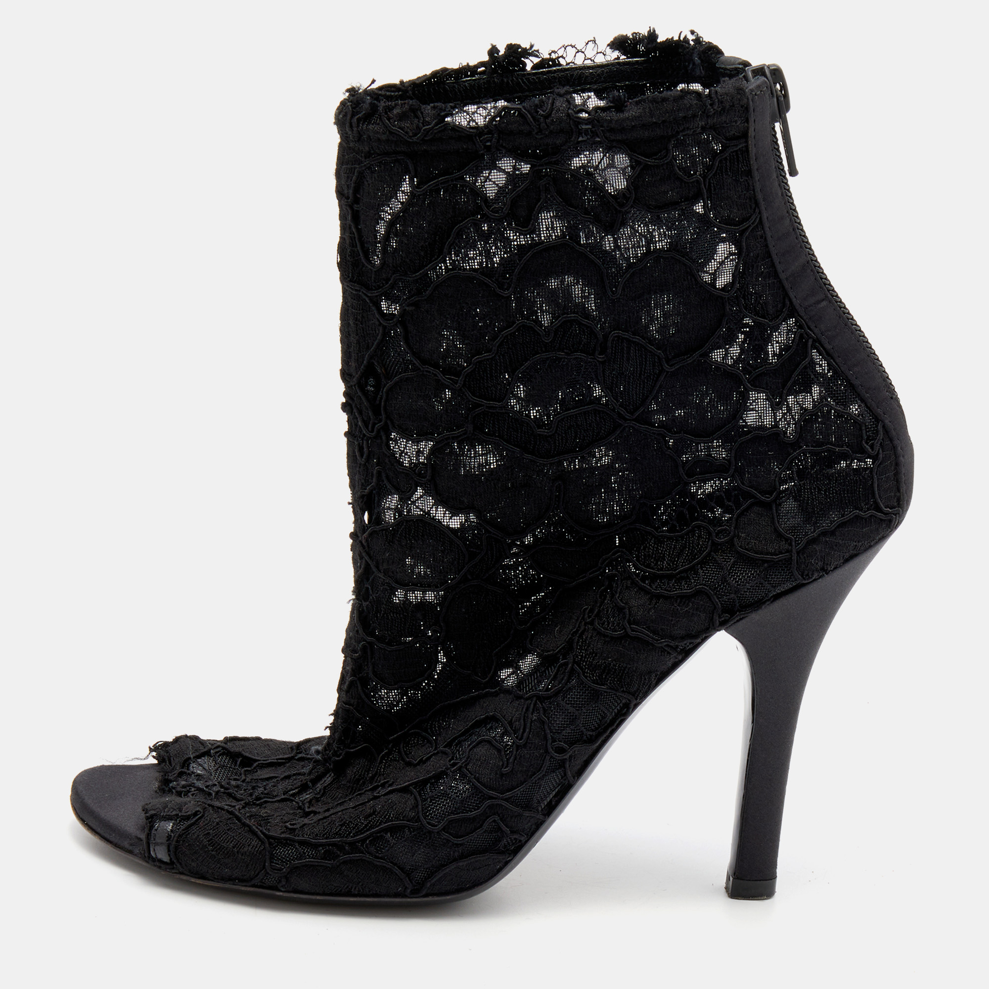

Dolce & Gabbana Black Lace Peep Toe Booties Size 36