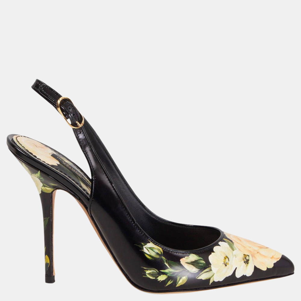 

Dolce & Gabbana Multicolor Rose Print Slingback Pumps Size EU