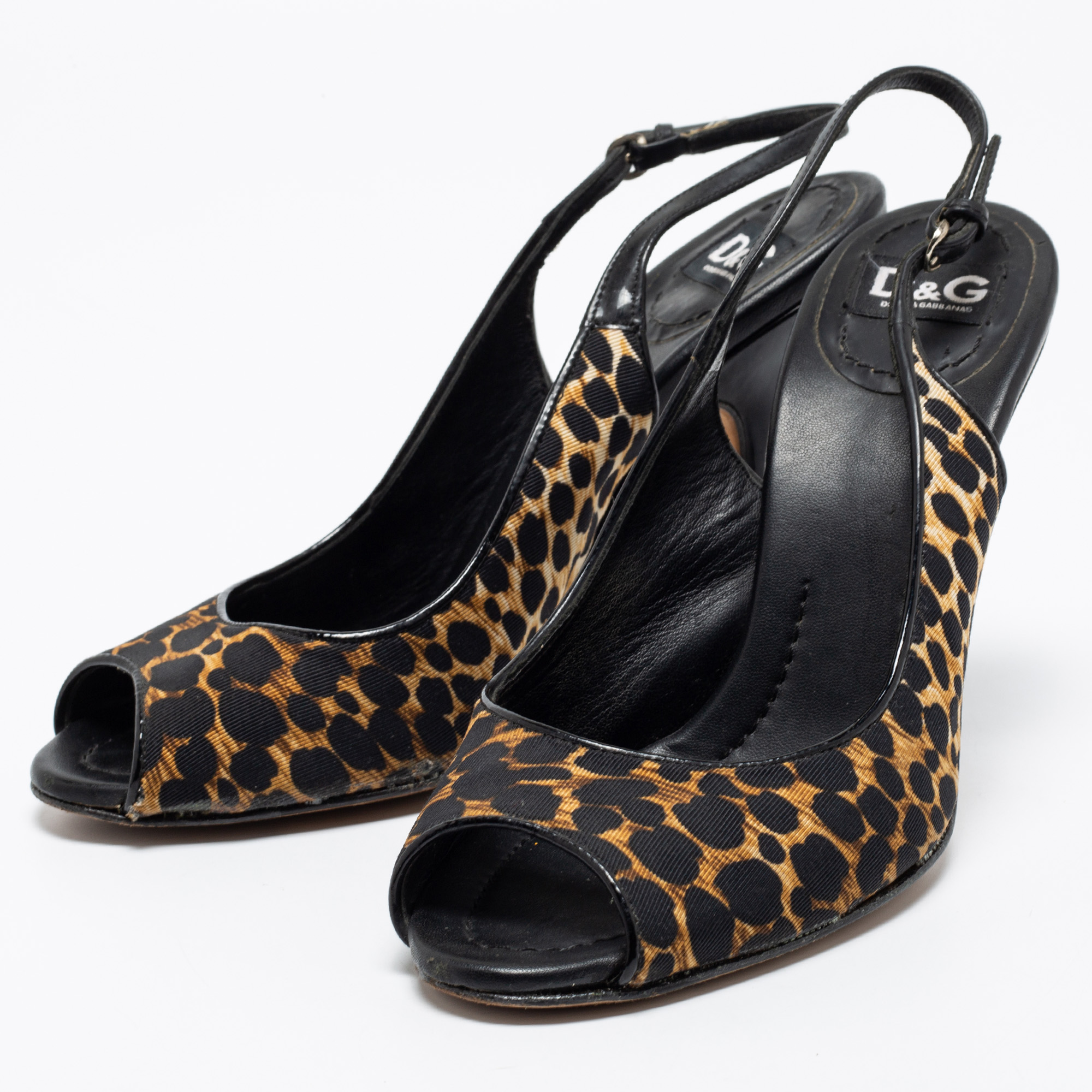 

Dolce & Gabbana Black/Leopard Print Canvas And Leather Slingback Pumps Size, Multicolor