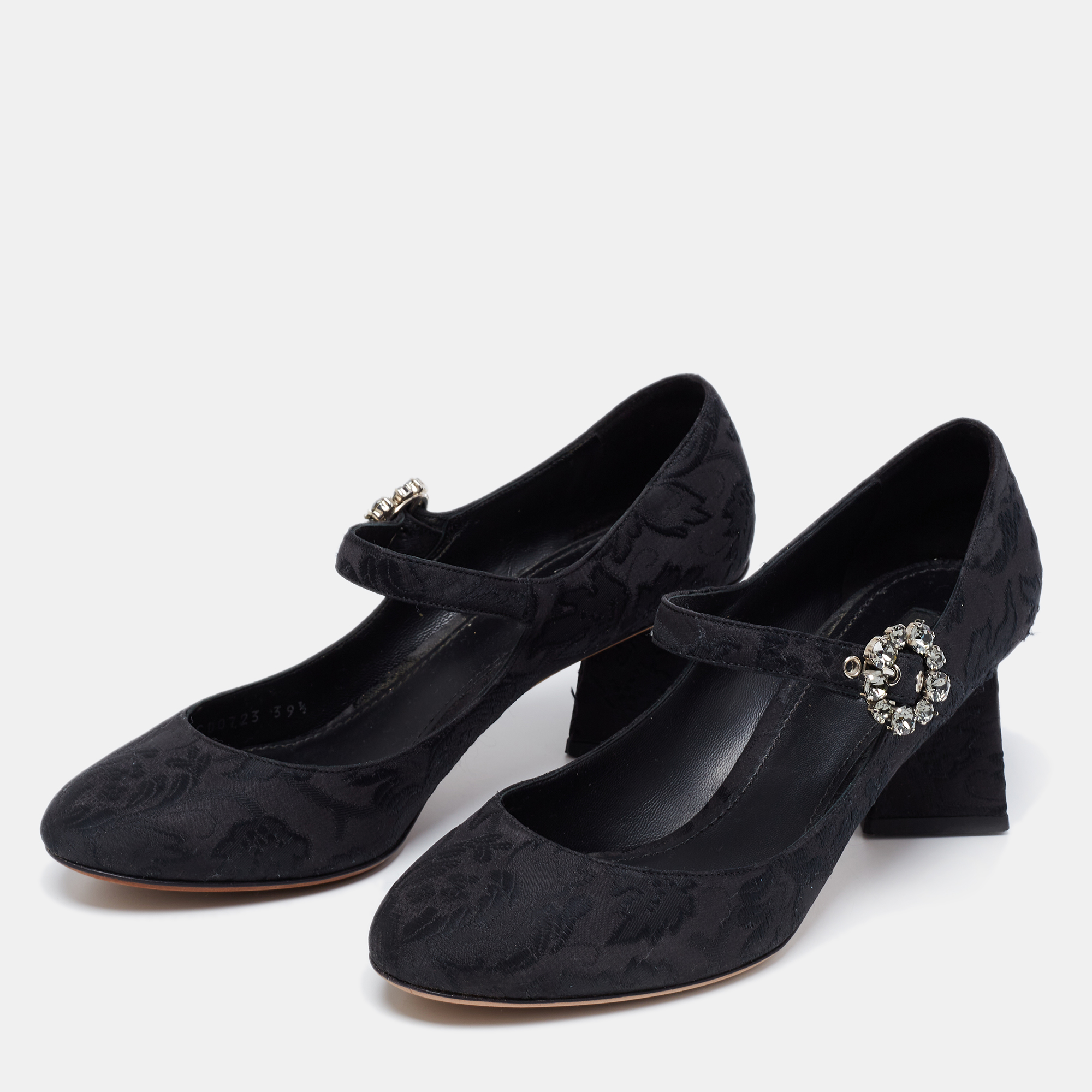 

Dolce & Gabbana Black Brocade Fabric Mary Jane Pumps Size