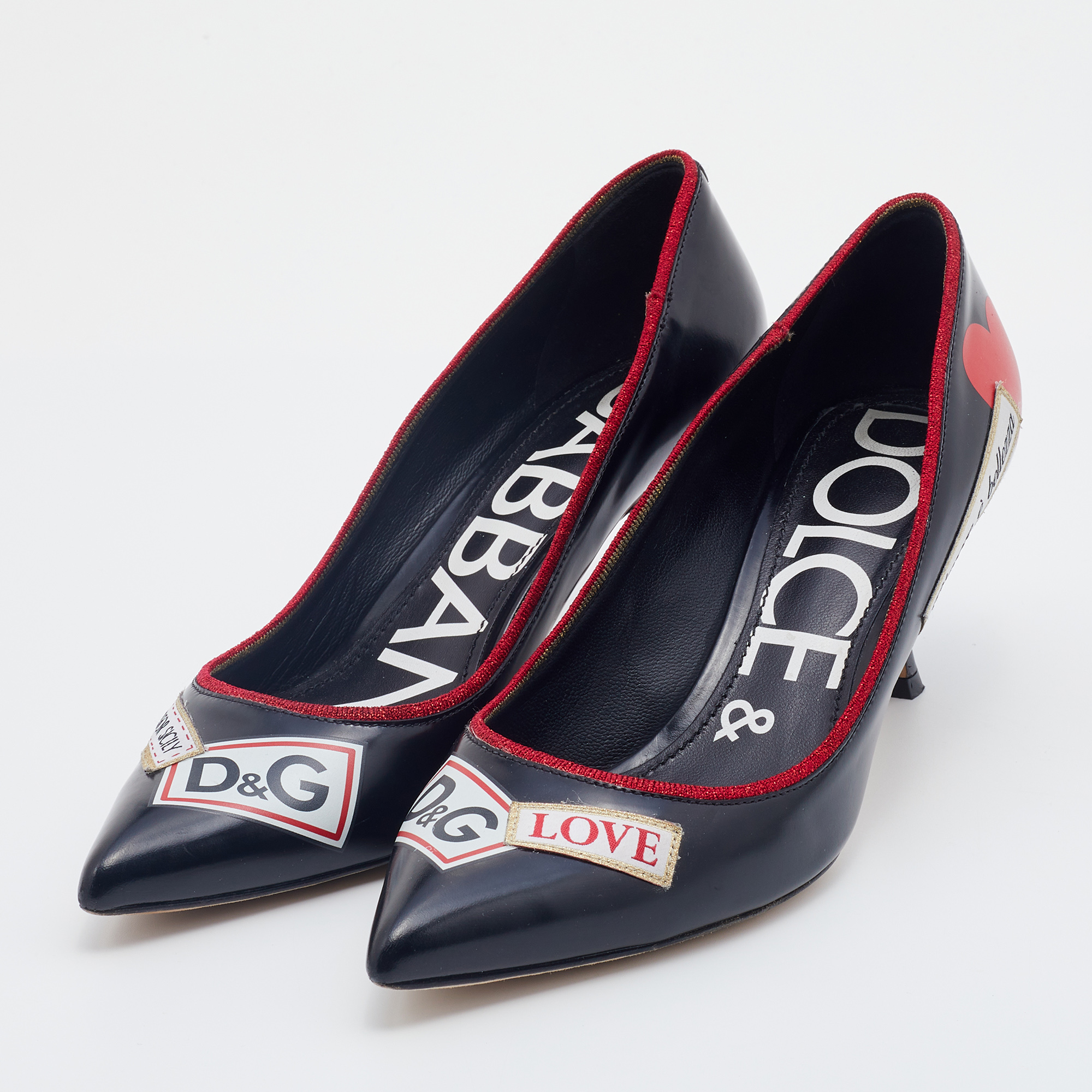 

Dolce & Gabbana Black Leather L' Amore E' Bellezza Pumps Size