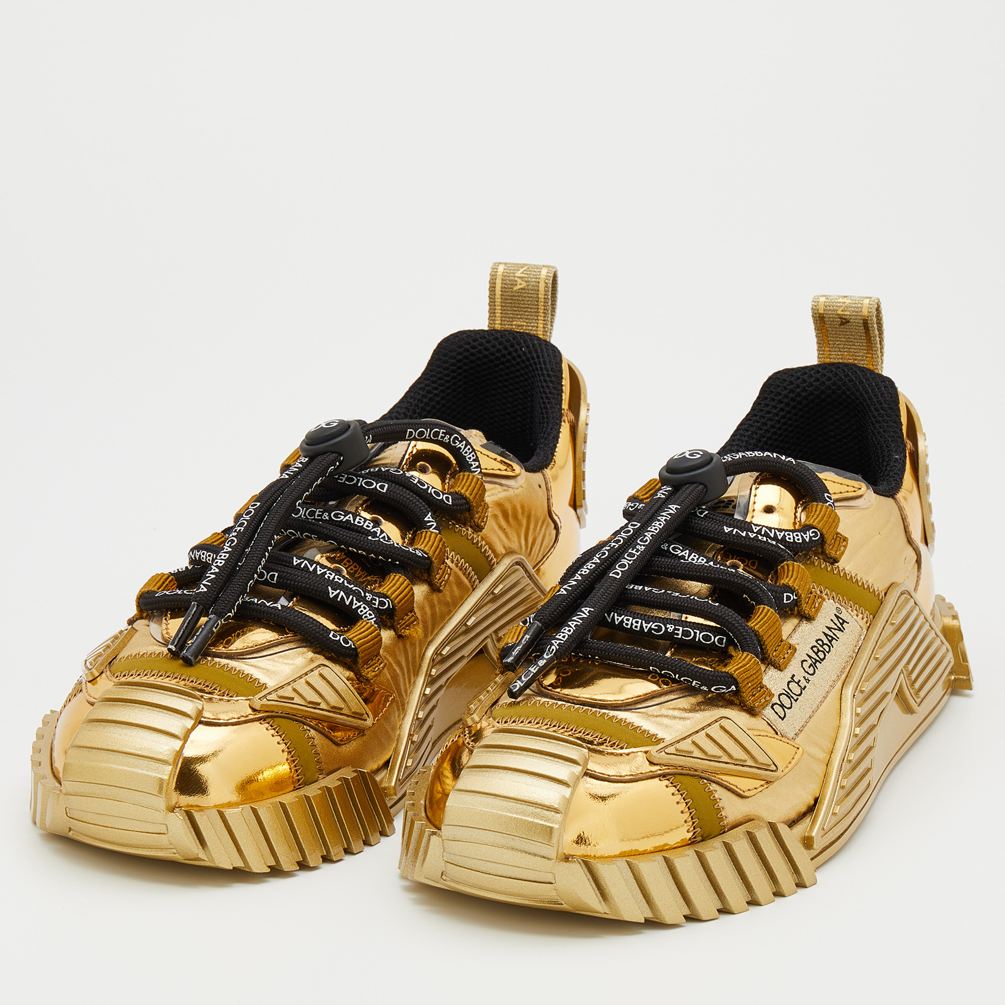 

Dolce & Gabbana Gold Leather And Nylon Ns1 Low Top Sneakers Size