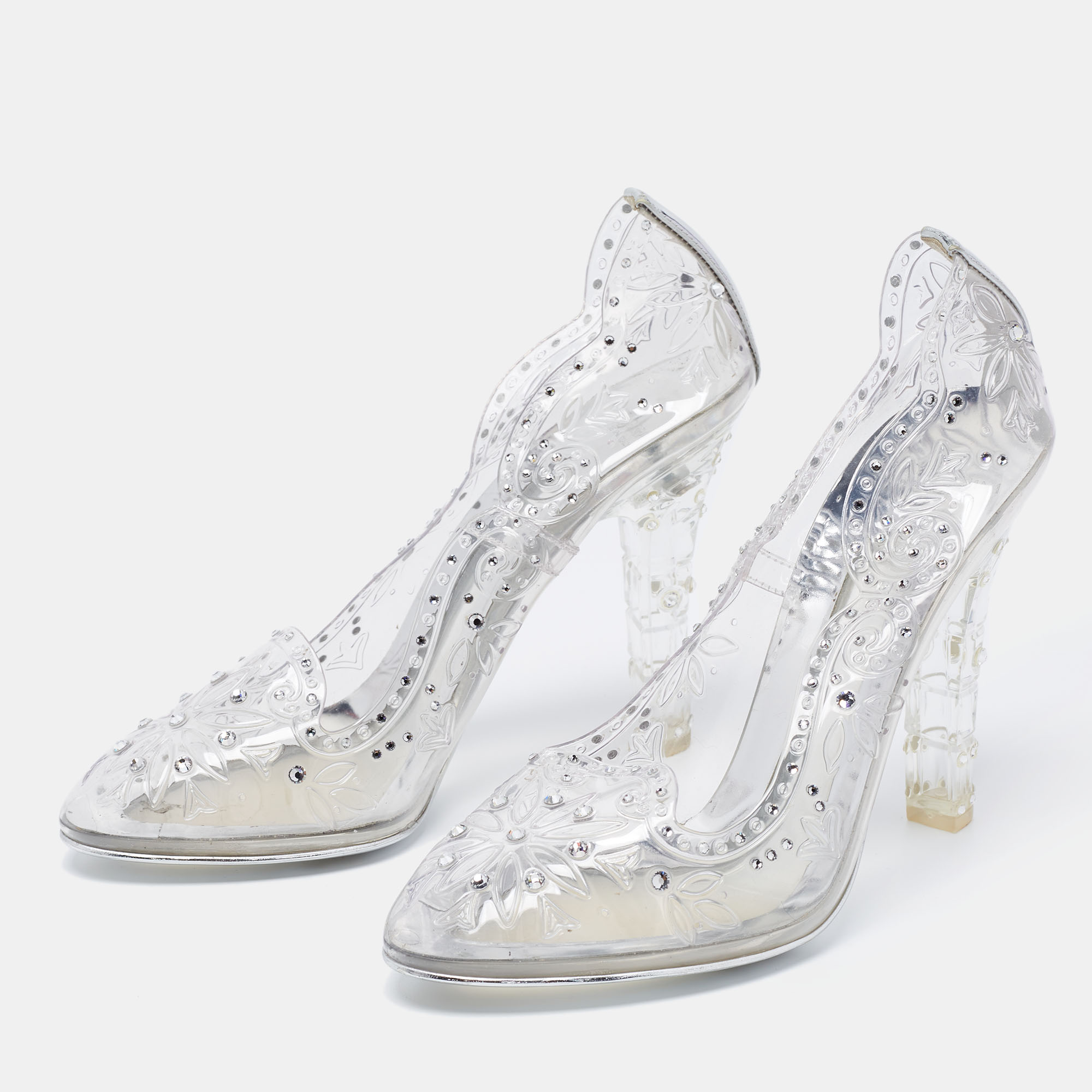 

Dolce & Gabbana Transparent PVC Crystal Embellishment Cinderella Pumps Size