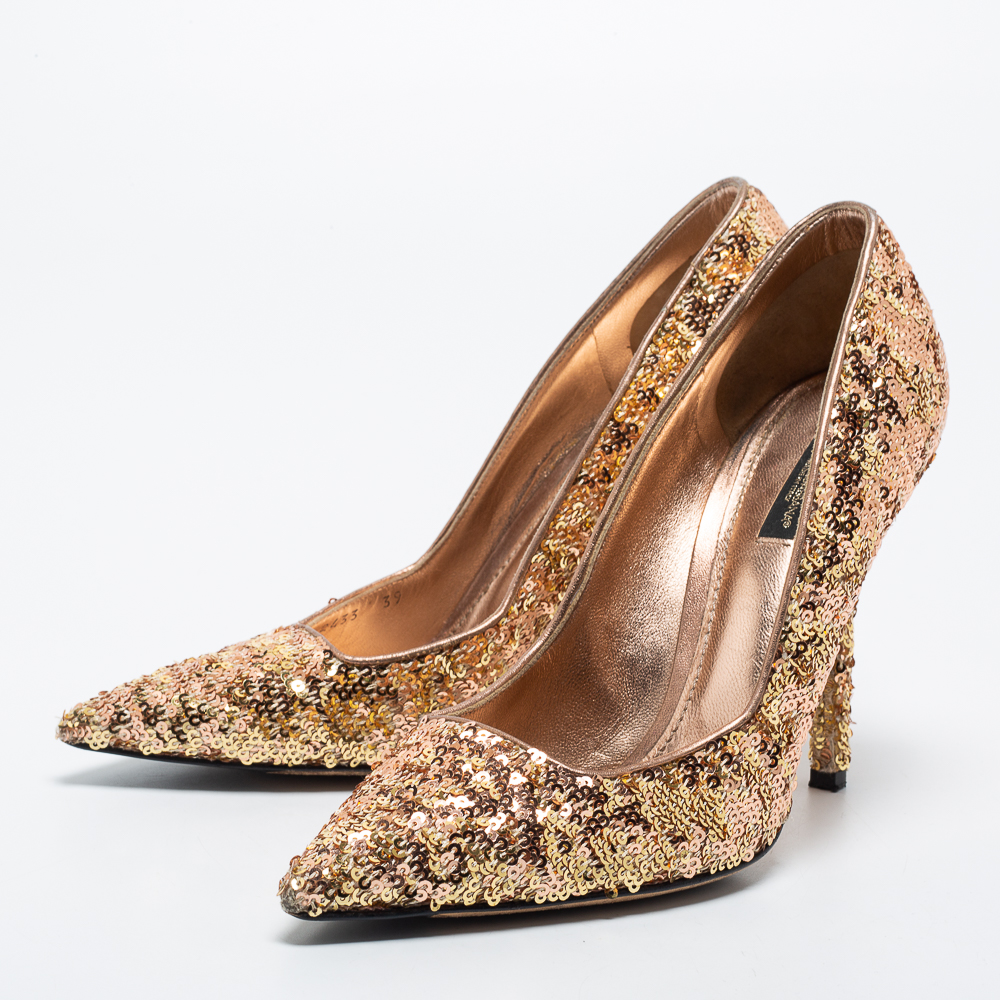 

Dolce and Gabbana Golden Sequins Pointed Toe Pumps Size, Gold