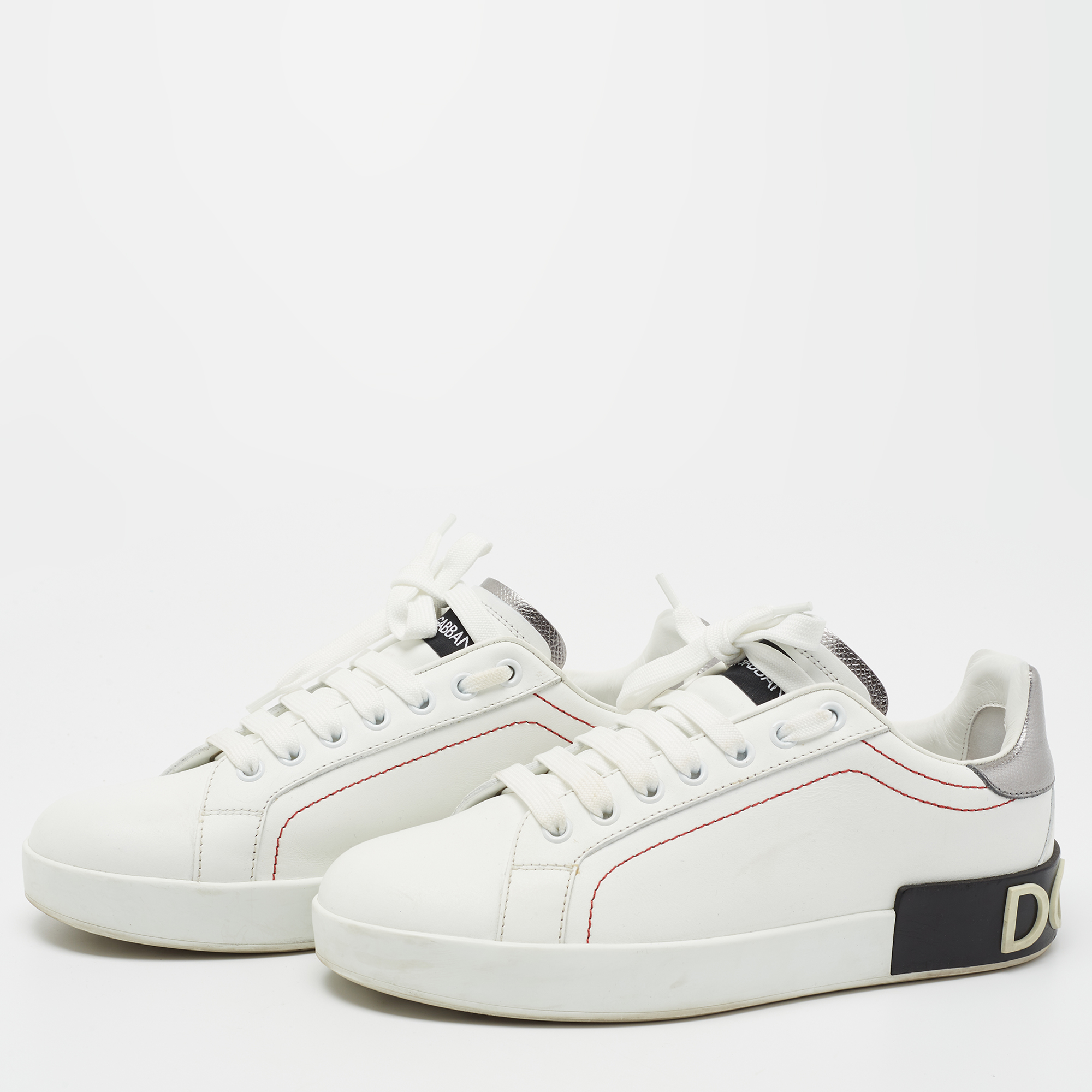 

Dolce & Gabbana White Leather Portofino Low Top Sneakers Size