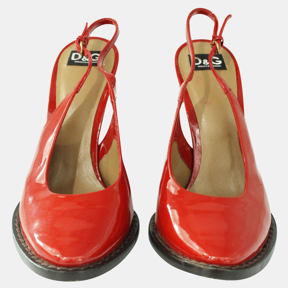 

Dolce & Gabbana Red/Orange Patent Leather Pumps Size EU