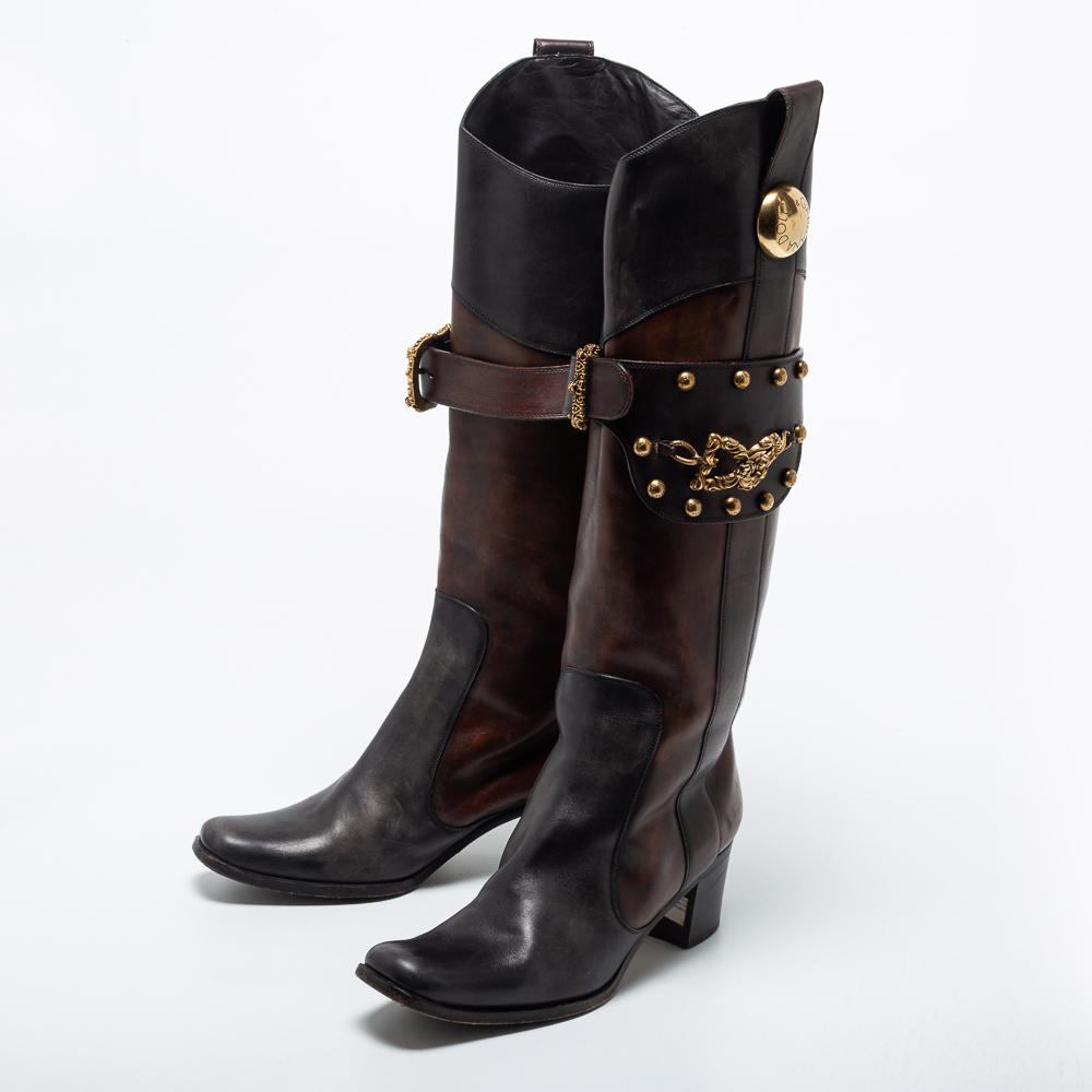 

Dolce & Gabbana Brown Leather Knee Length Boots Size