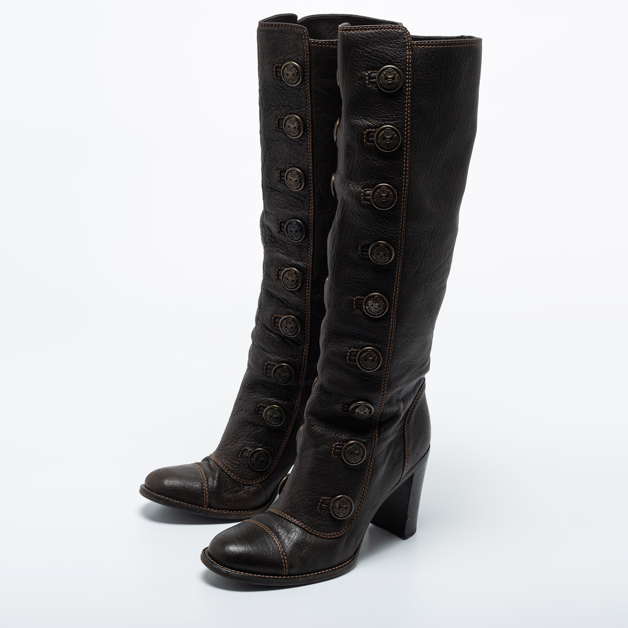 

Dolce & Gabbana Brown Leather Knee Length Boots Size