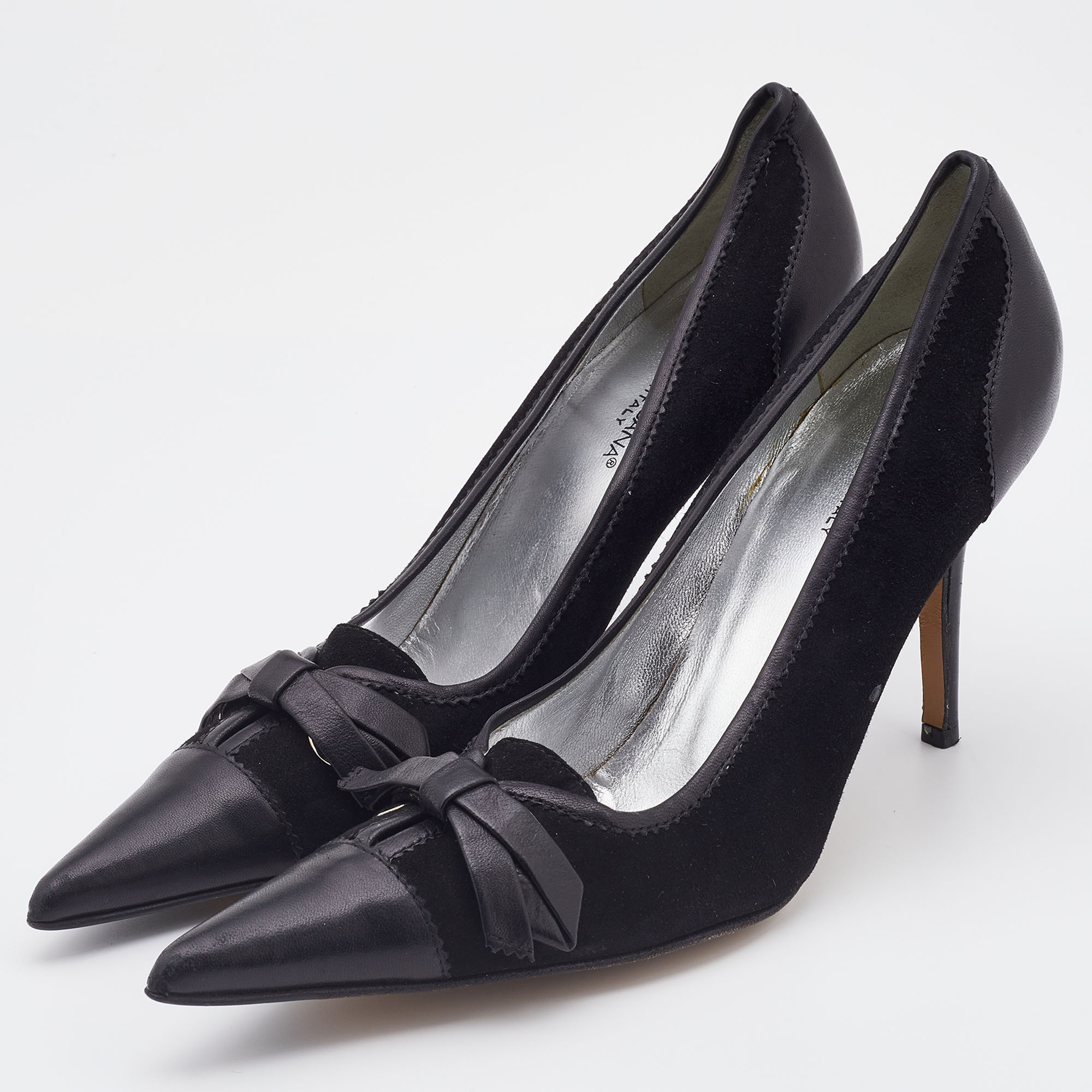 

Dolce & Gabbana Black Suede and Leather Bow Pointed Toe Pumps Size