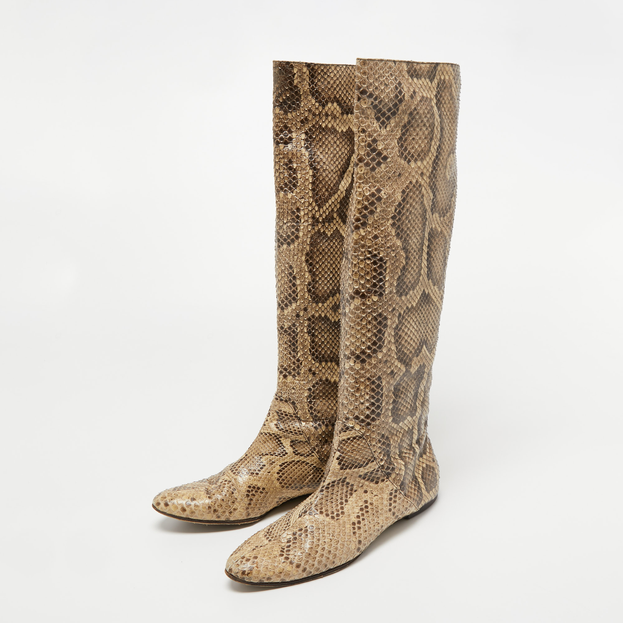 

Dolce & Gabbana Cream Python Knee Length Boots Size