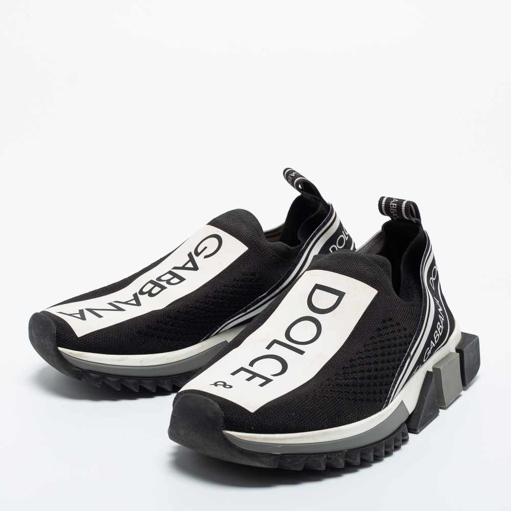 

Dolce & Gabbana Black Knit Fabric Sorrento Slip On Sneakers Size