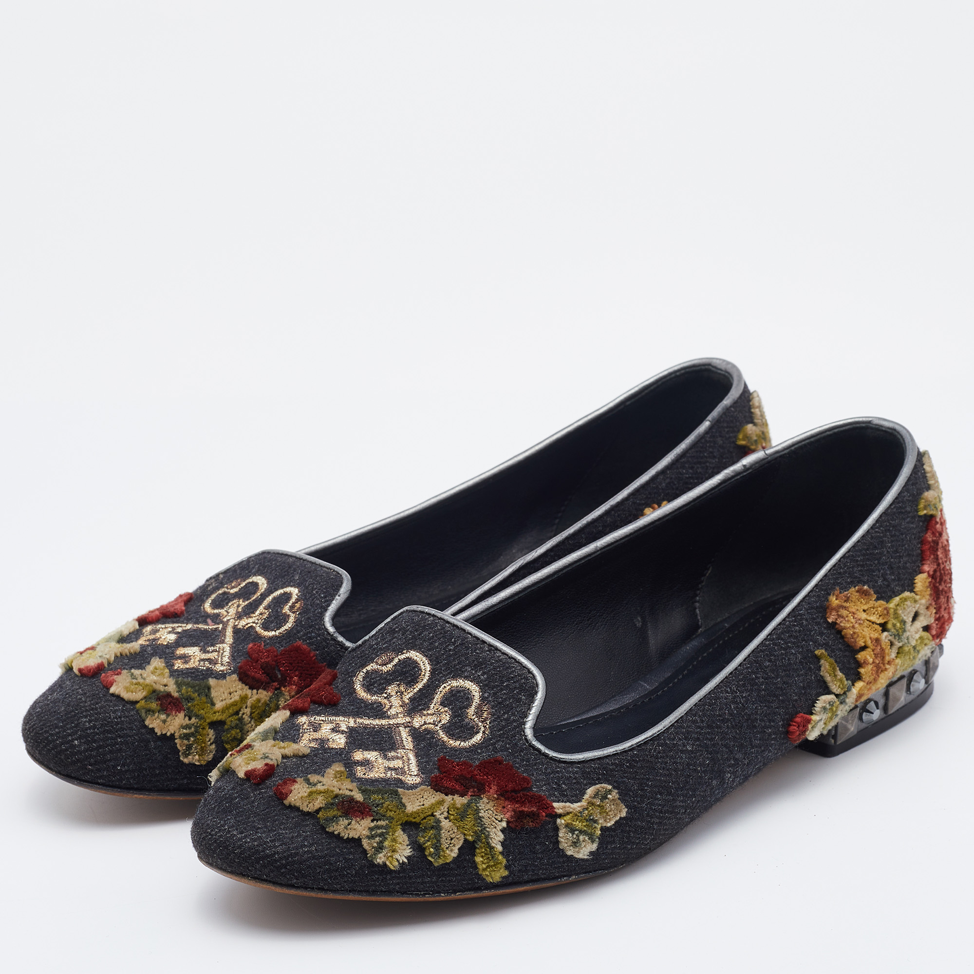 

Dolce & Gabbana Multicolor Wool and Velvet Patchwork Smoking Slippers Size