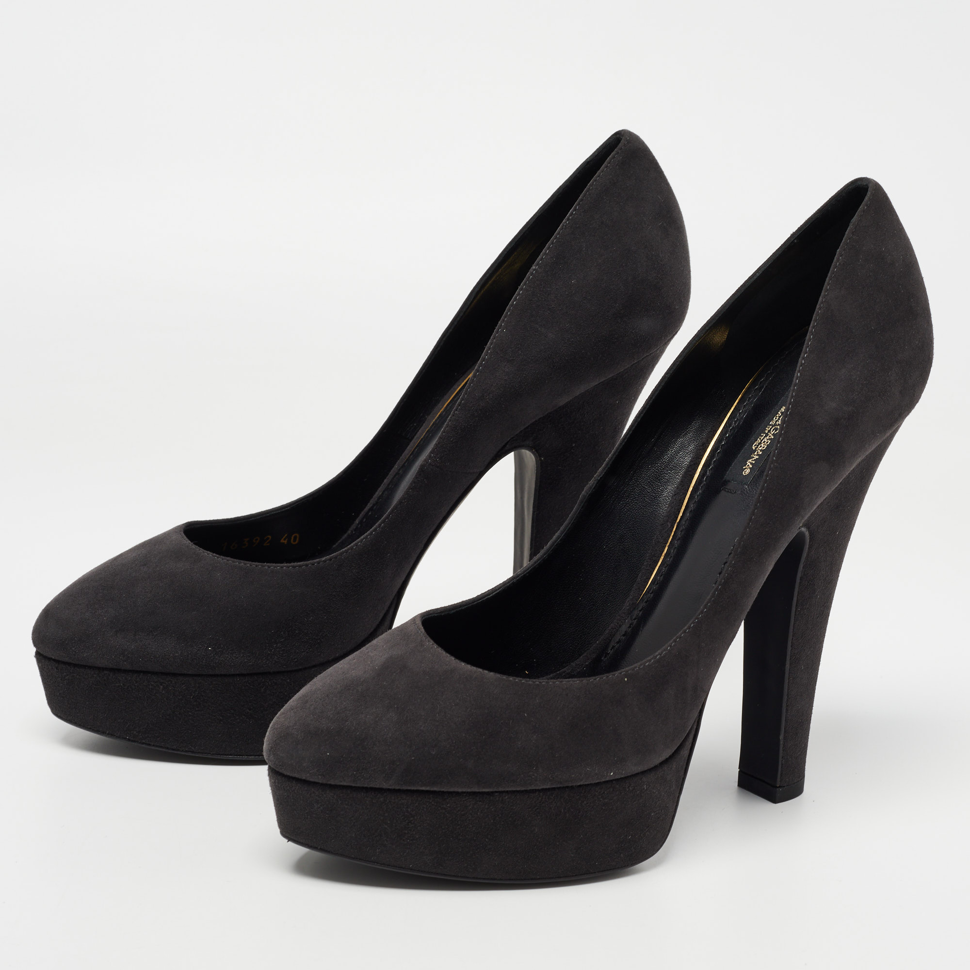 

Dolce & Gabbana Dark Grey Suede Platform Pumps Size