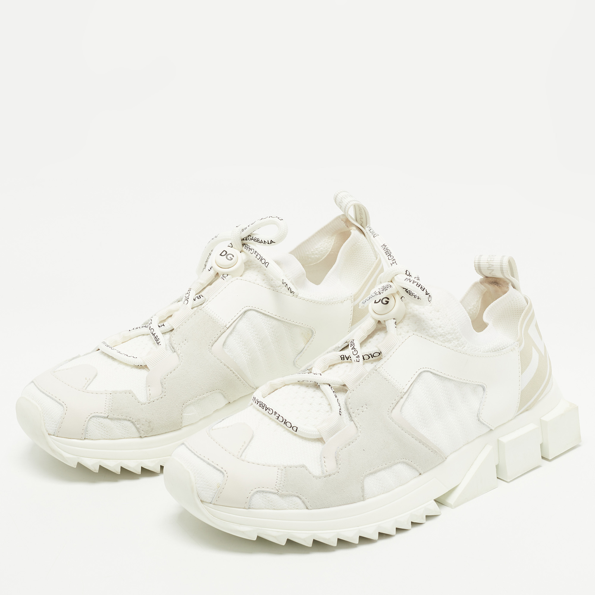 

Dolce & Gabbana White/Grey Suede and Leather Sorrento Sneakers Size