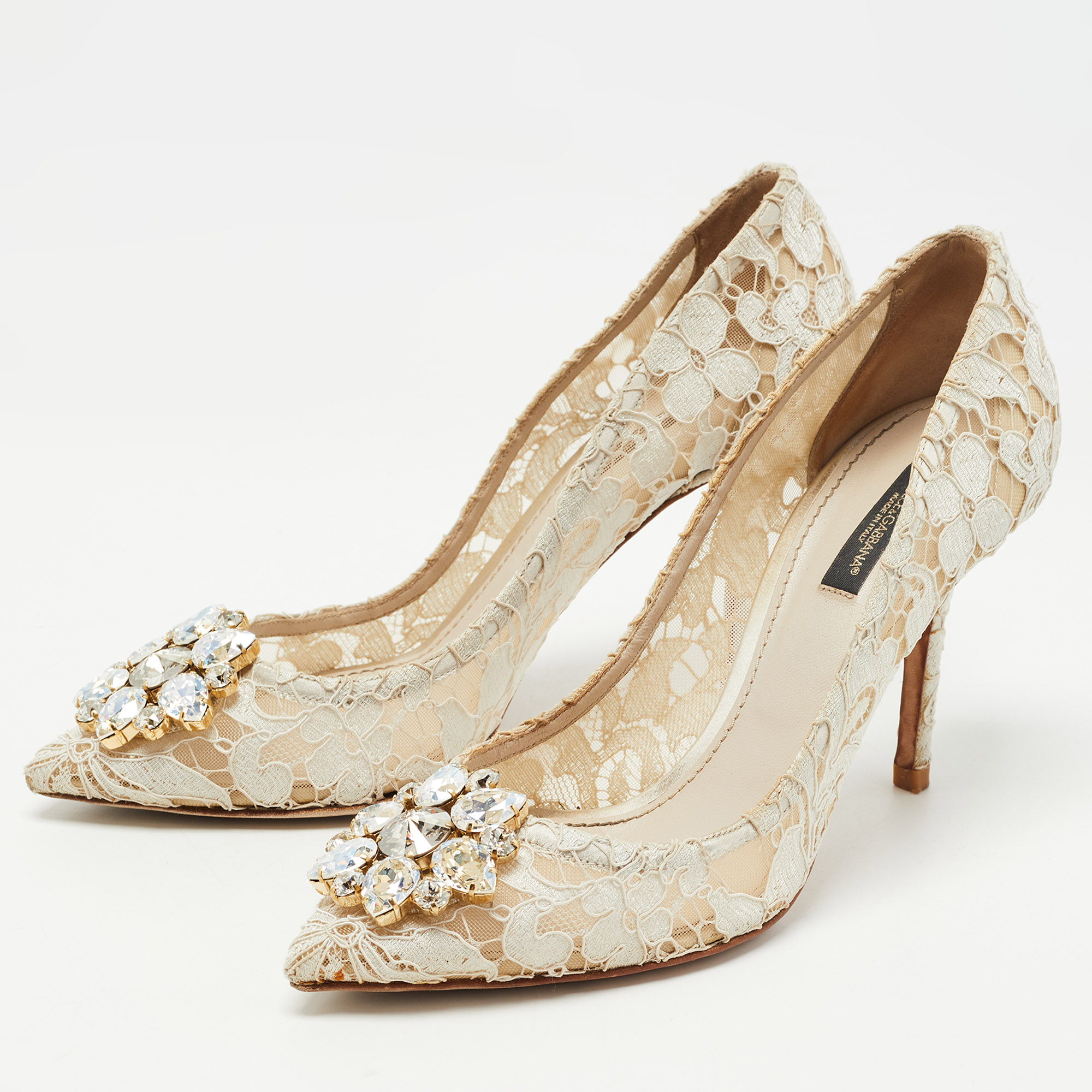 

Dolce & Gabbana White Lace Bellucci Pumps Size