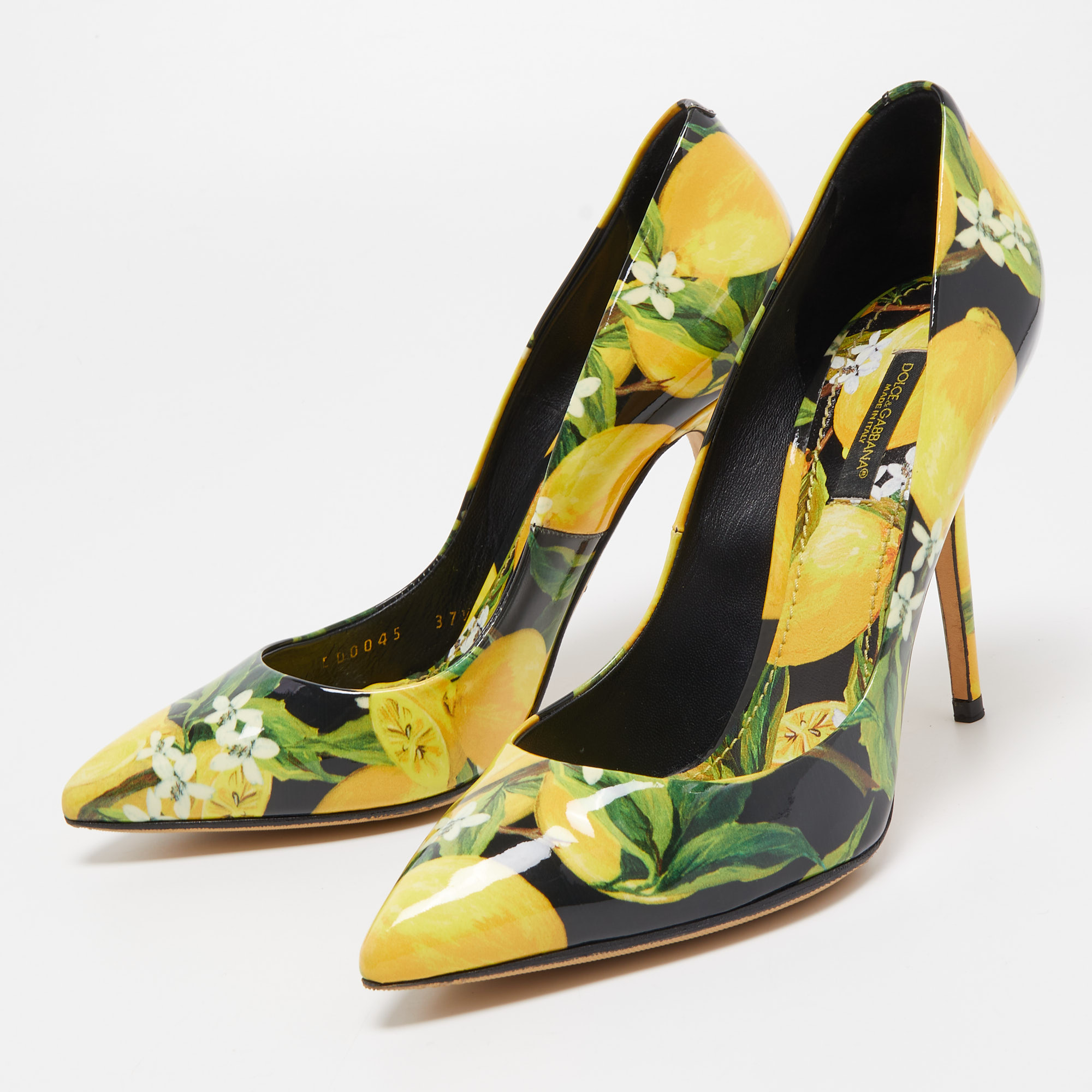 

Dolce & Gabbana Tricolor Lemon Print Patent Leather Pointed Toe Pumps Size, Yellow