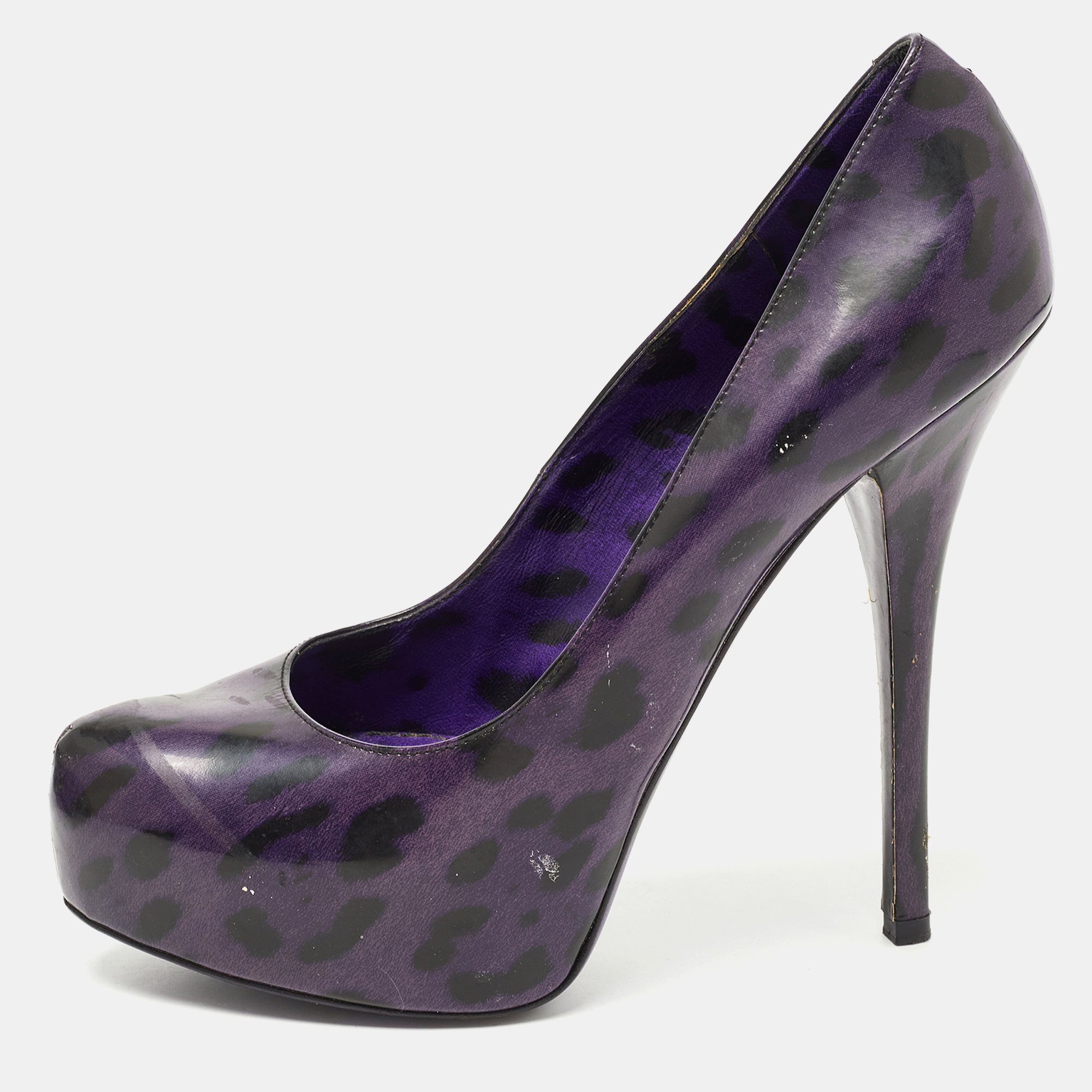 

Dolce & Gabbana Purple/Black Patent Leather Platform Pumps Size