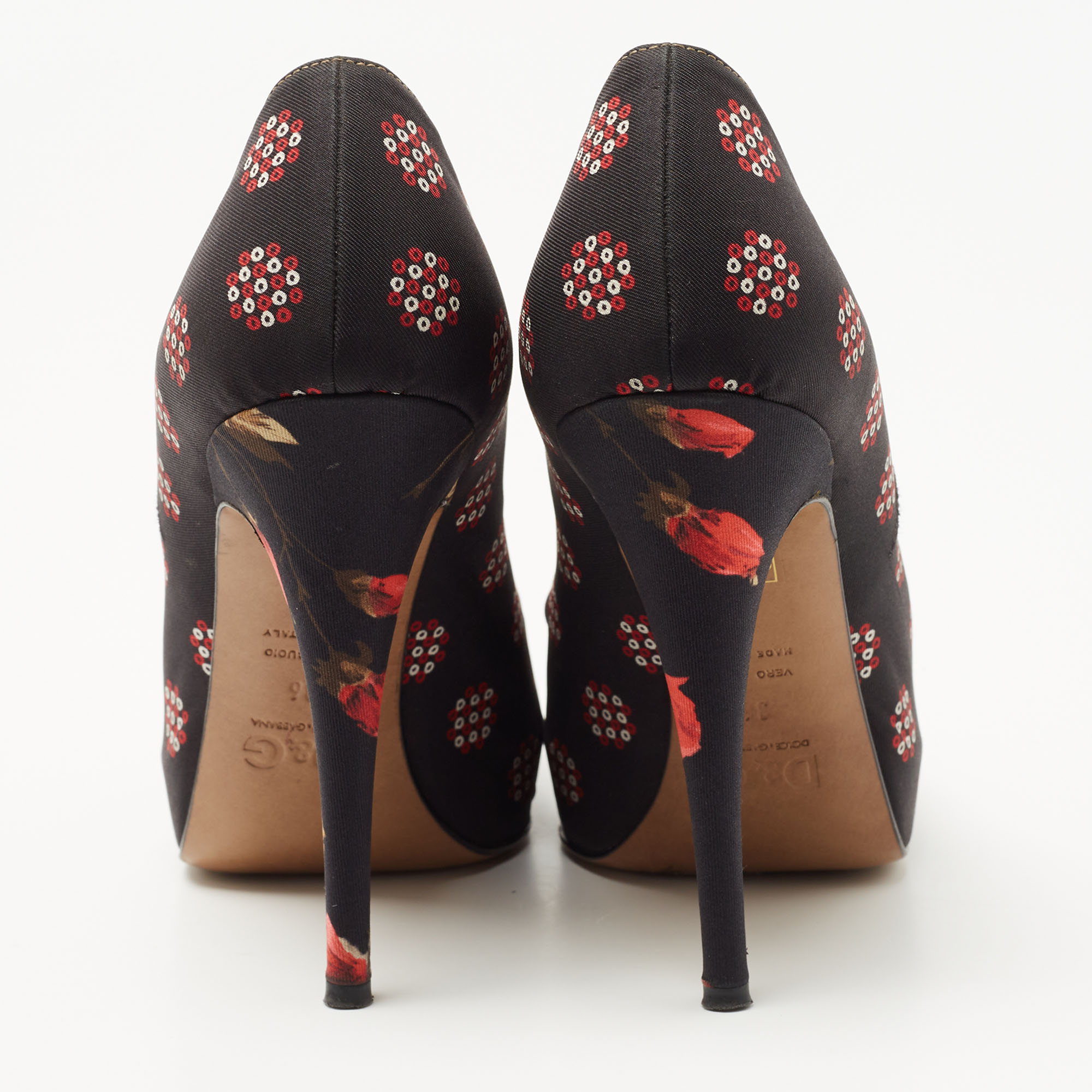 Dolce & Gabbana Tricolor Printed Fabric Peep Toe Pumps Size 36 