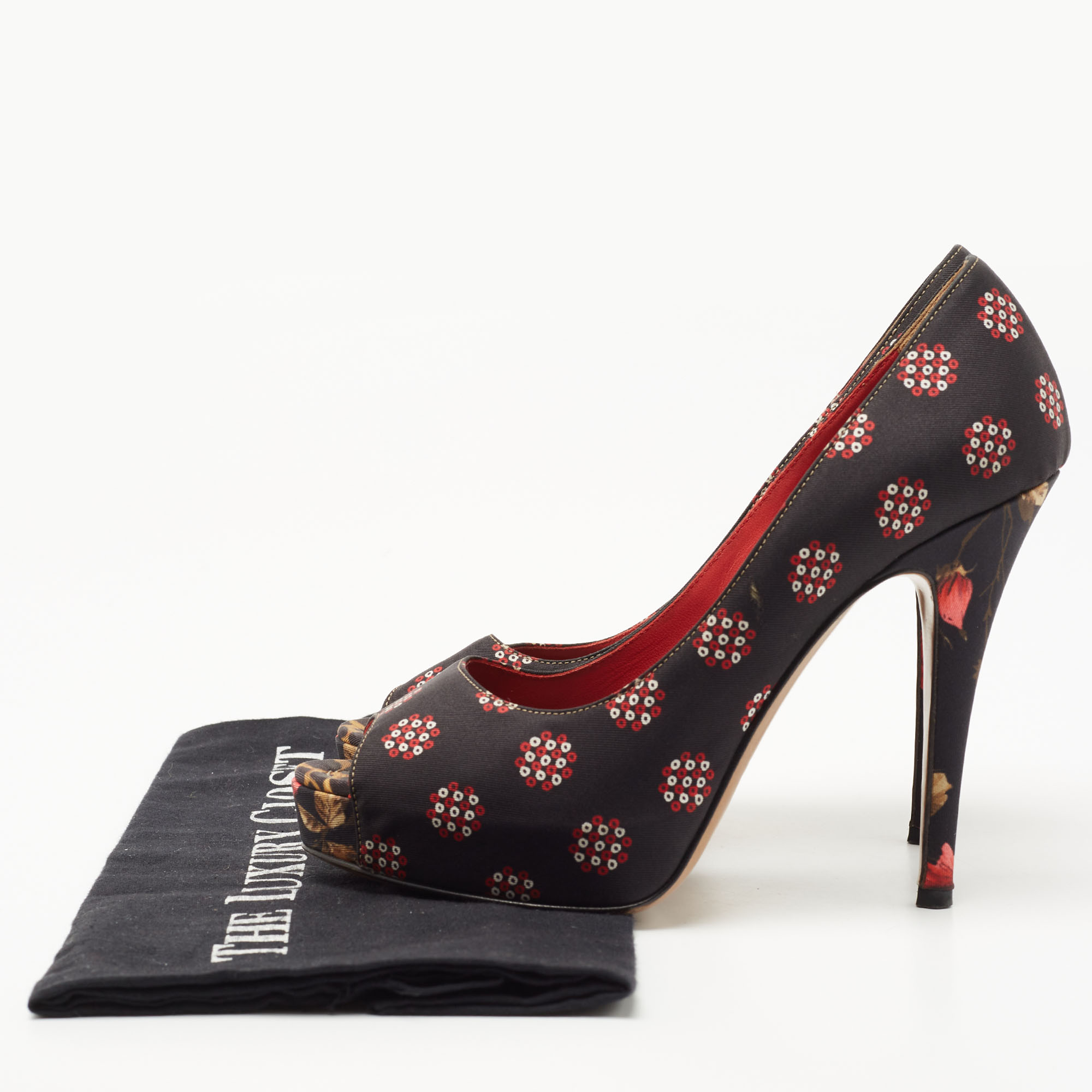 Dolce & Gabbana Tricolor Printed Fabric Peep Toe Pumps Size 36 