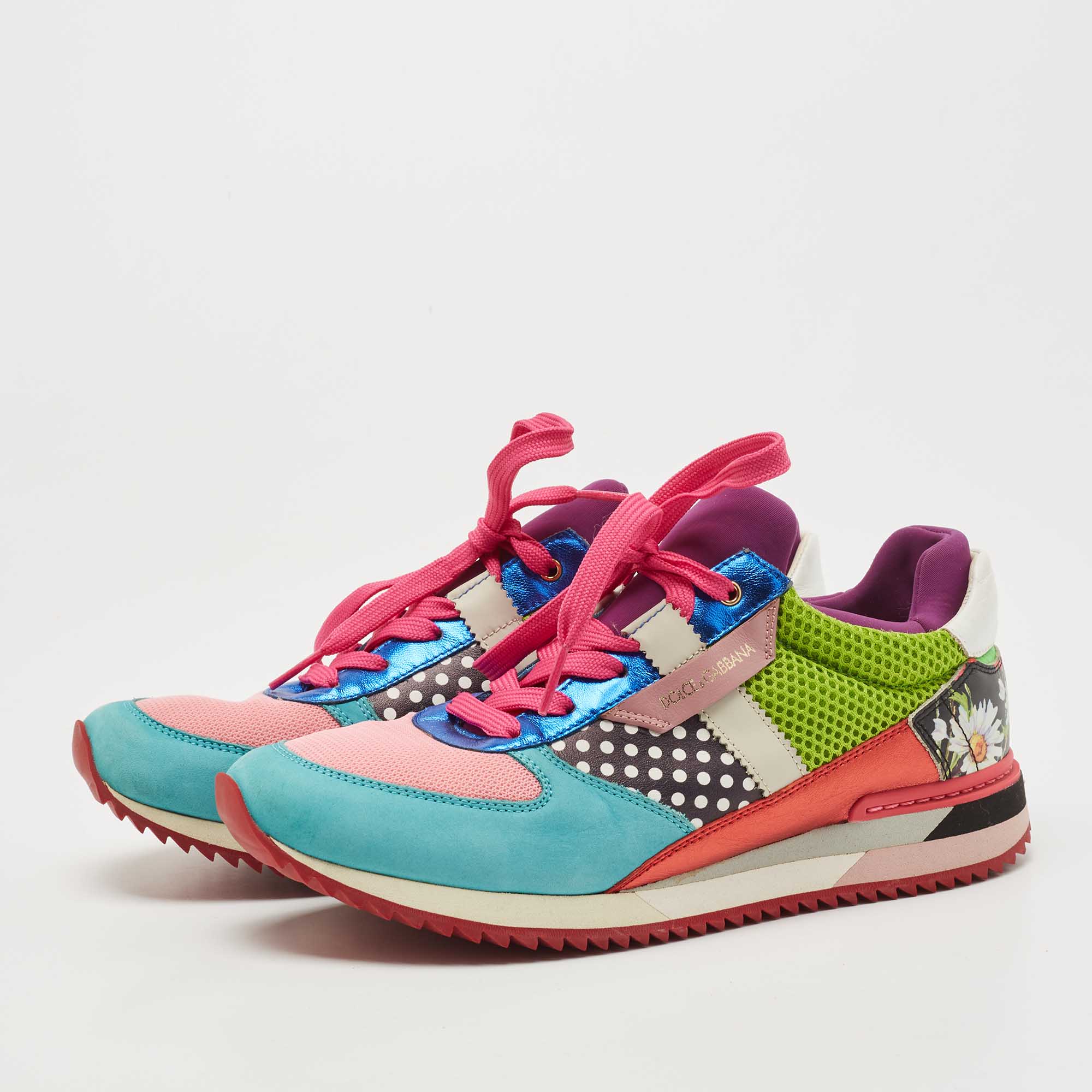 

Dolce & Gabbana Multicolor Leather and Suede Low Top Sneakers Size