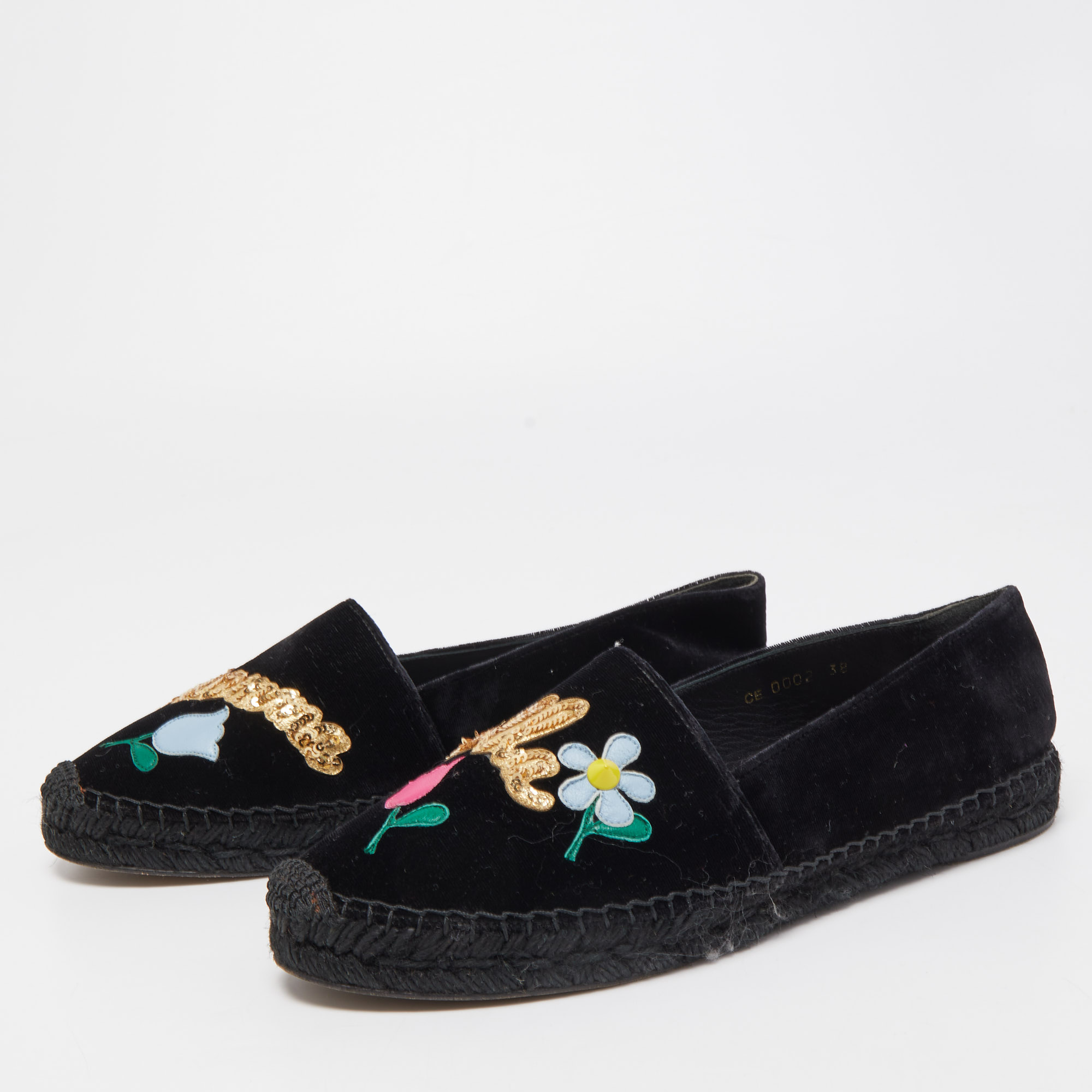 

Dolce & Gabbana Black Velvet Mama Bella Espadrilles Size