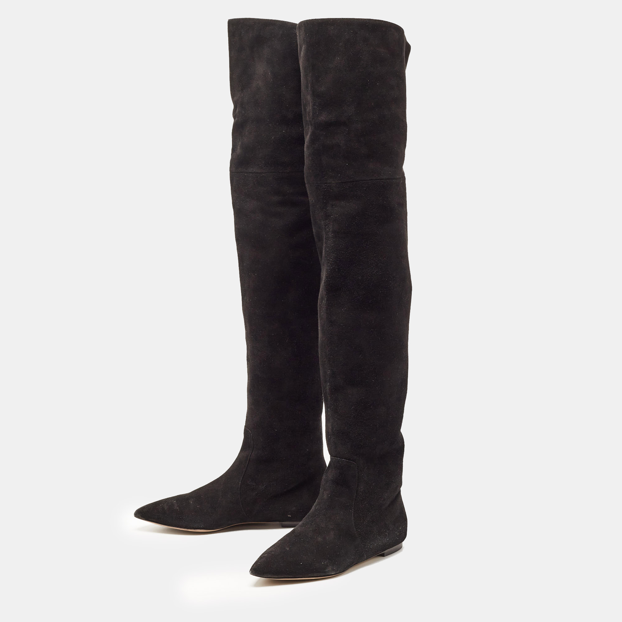 

Dolce & Gabbana Black Suede Knee Length Boots Size