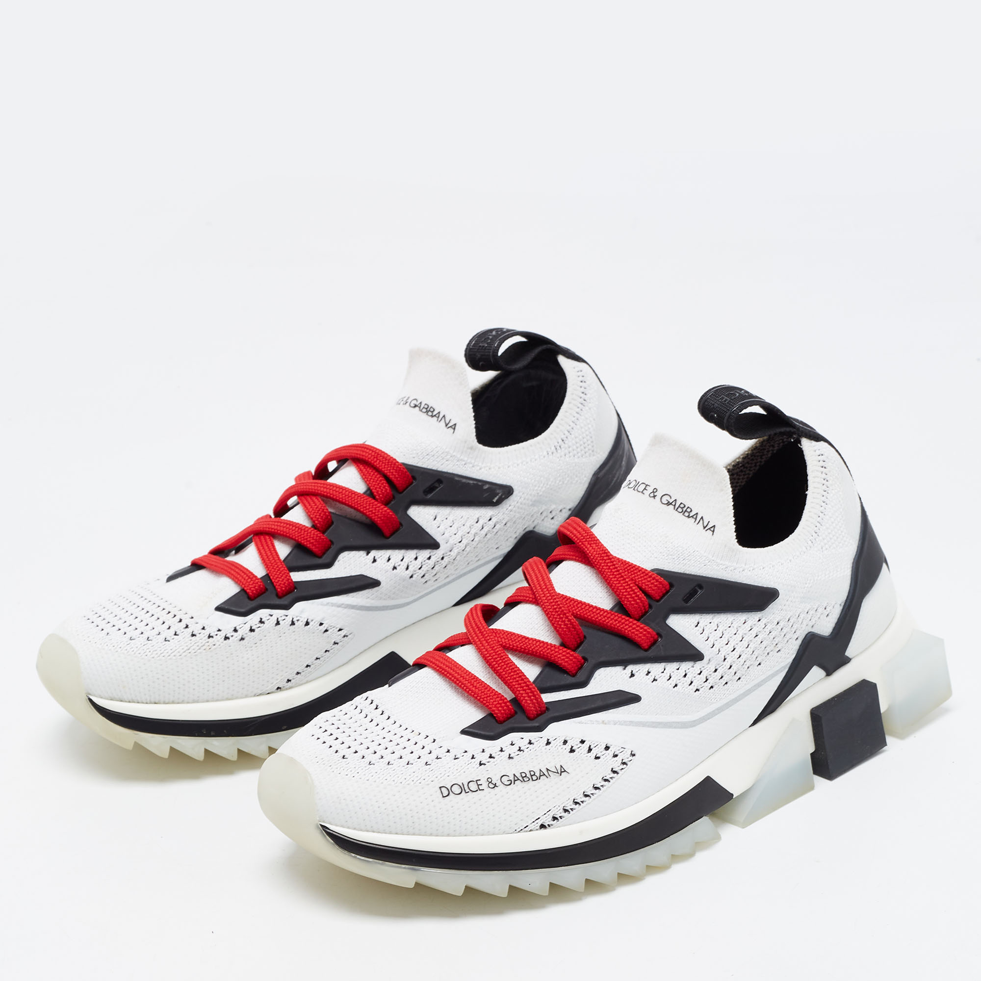

Dolce & Gabbana White/Black Mesh and Rubber Sorrento Sneakers Size