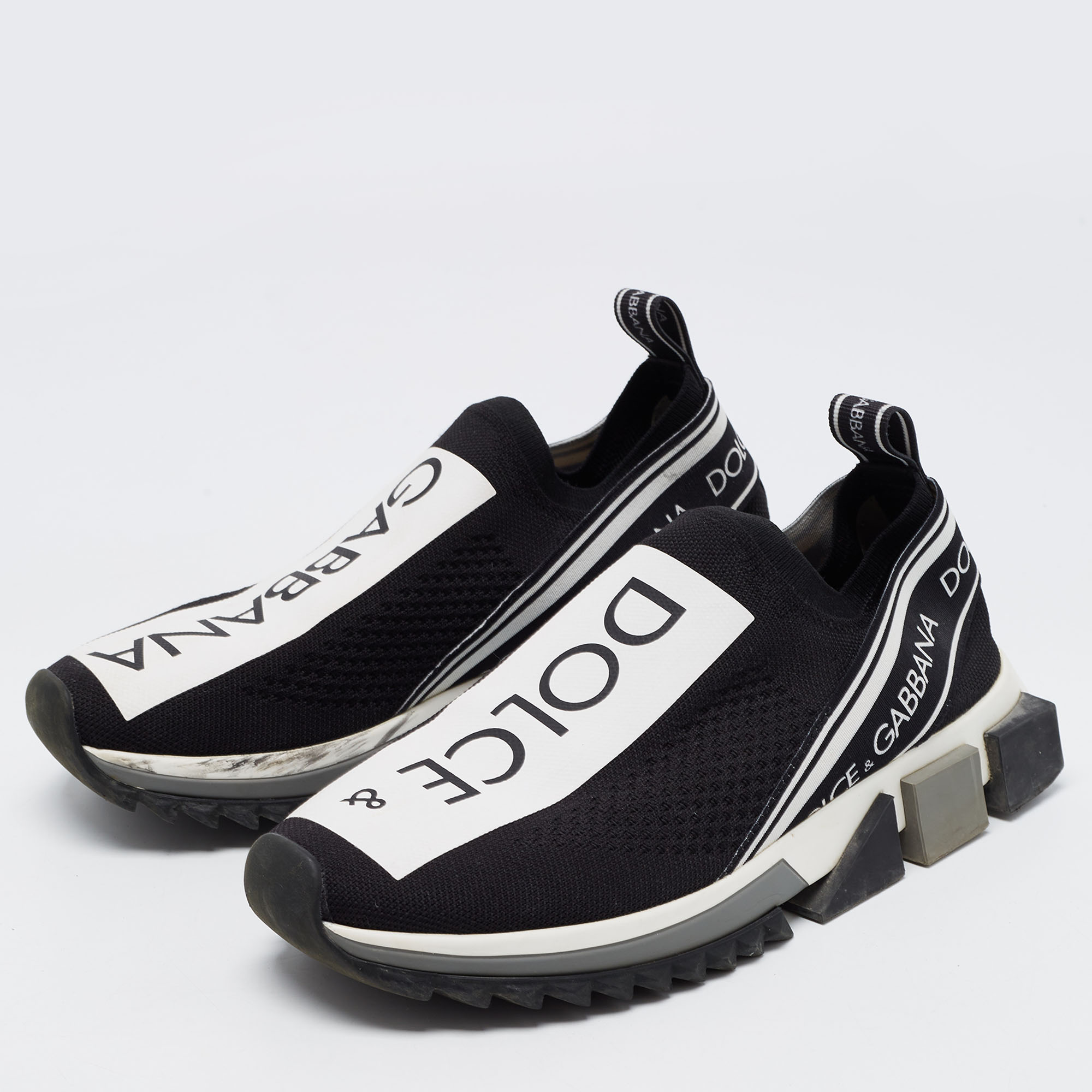 

Dolce & Gabbana Black Knit Fabric Sorrento Slip On Sneakers Size