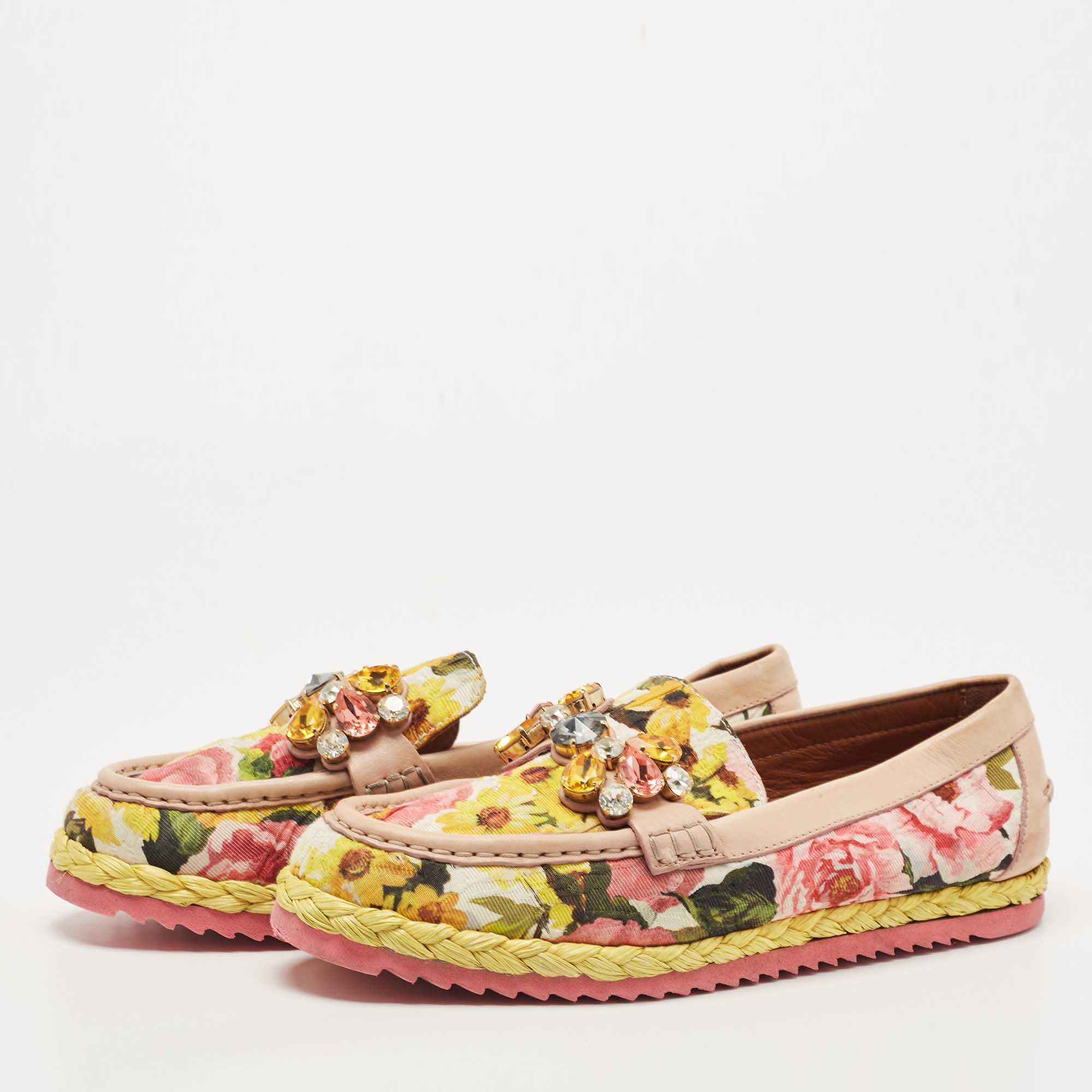 

Dolce & Gabbana Multicolor Canvas and Leather Espadrille Loafers Size