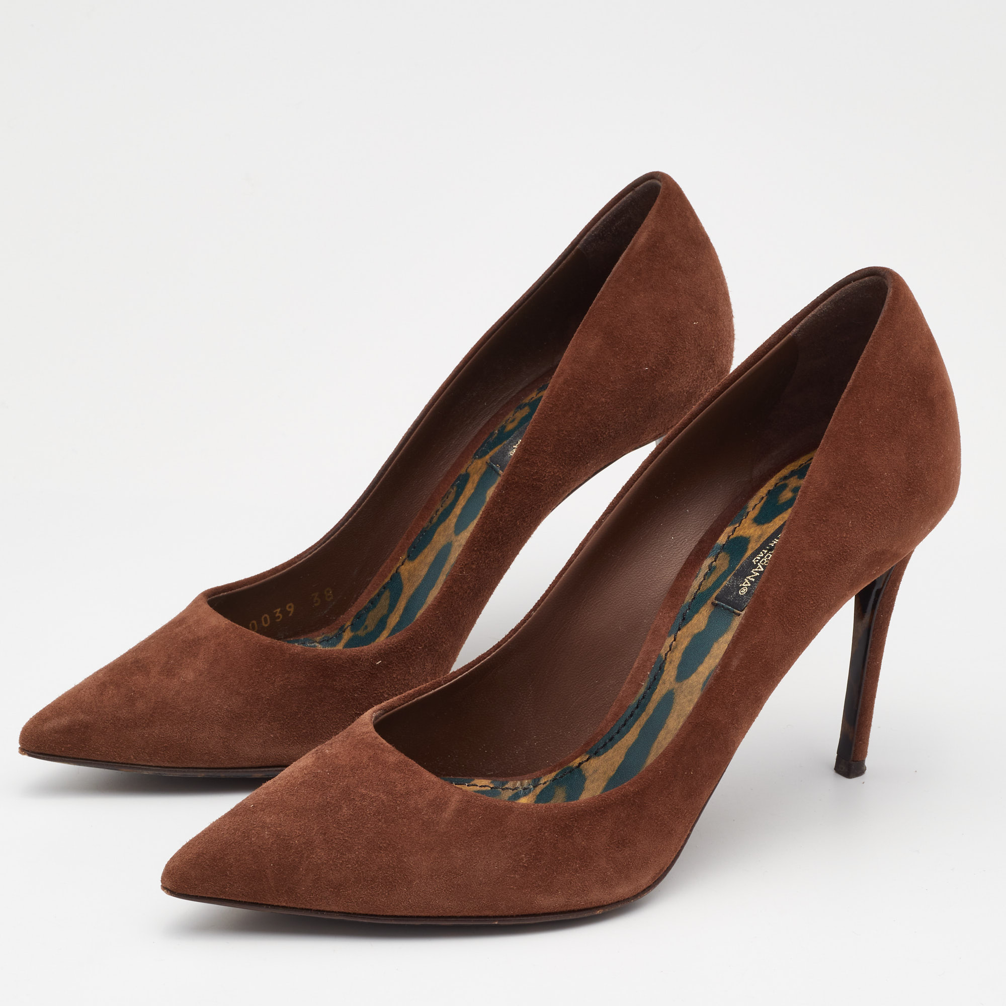 

Dolce & Gabbana Brown Nubuck Leather Pointed Toe Pumps Size