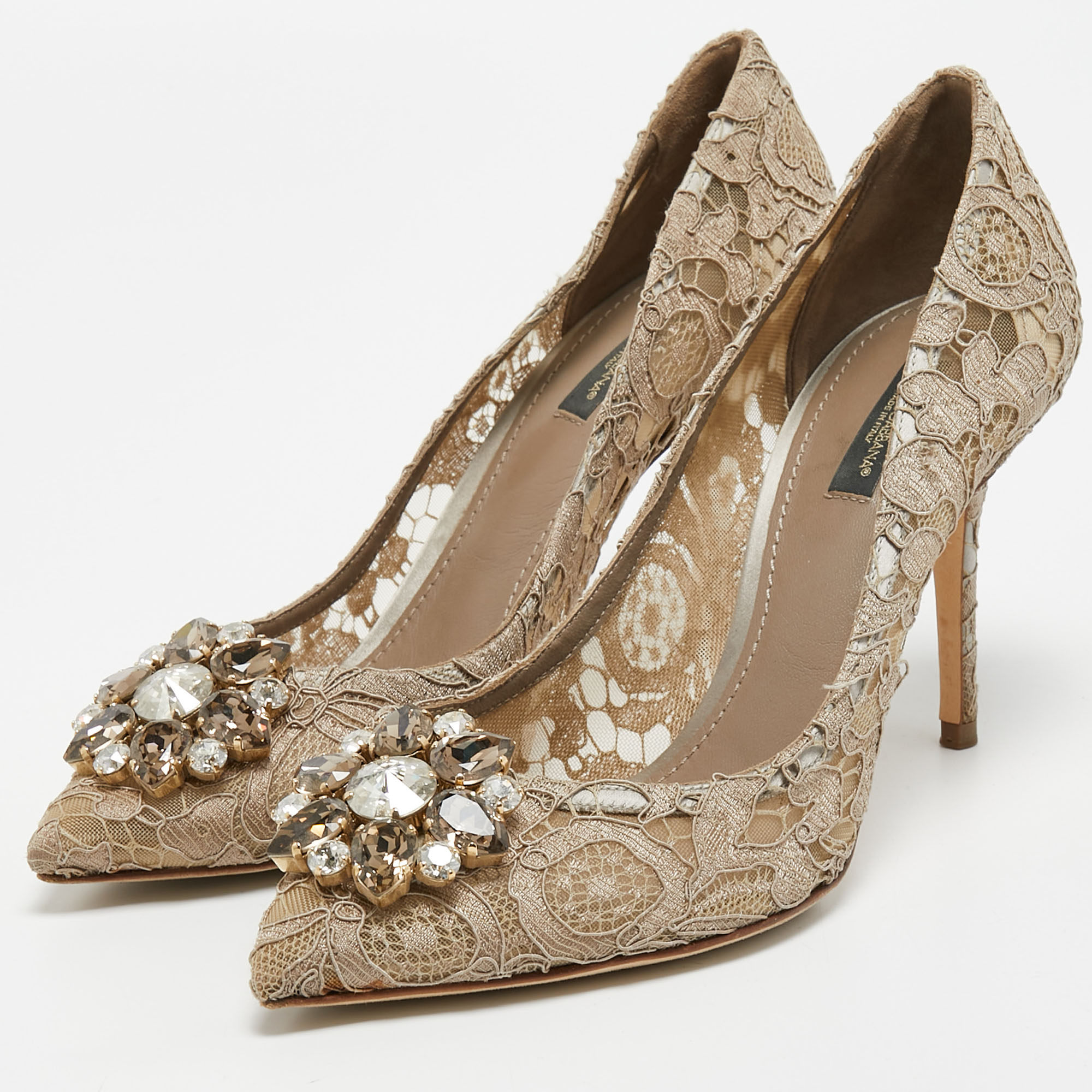 

Dolce & Gabbana Grey Lace Bellucci Pumps Size