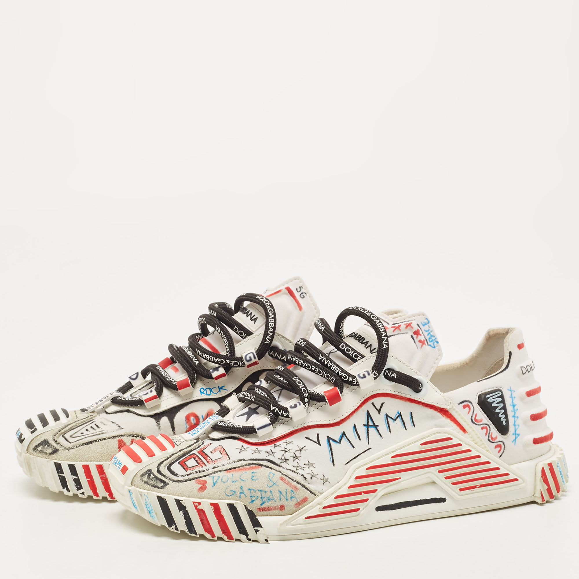 

Dolce & Gabbana Multicolor Suede and Fabric Miami Ns1 Low Top Sneakers Size