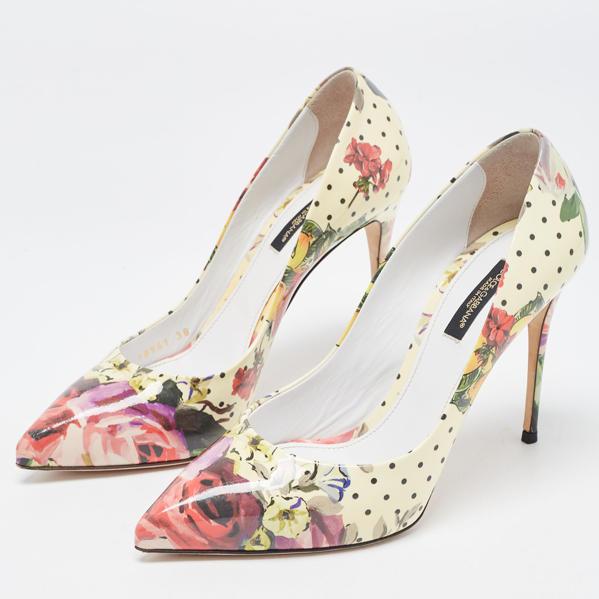 

Dolce & Gabbana Multicolor Floral Print Patent Leather Pointed Toe Pumps Size