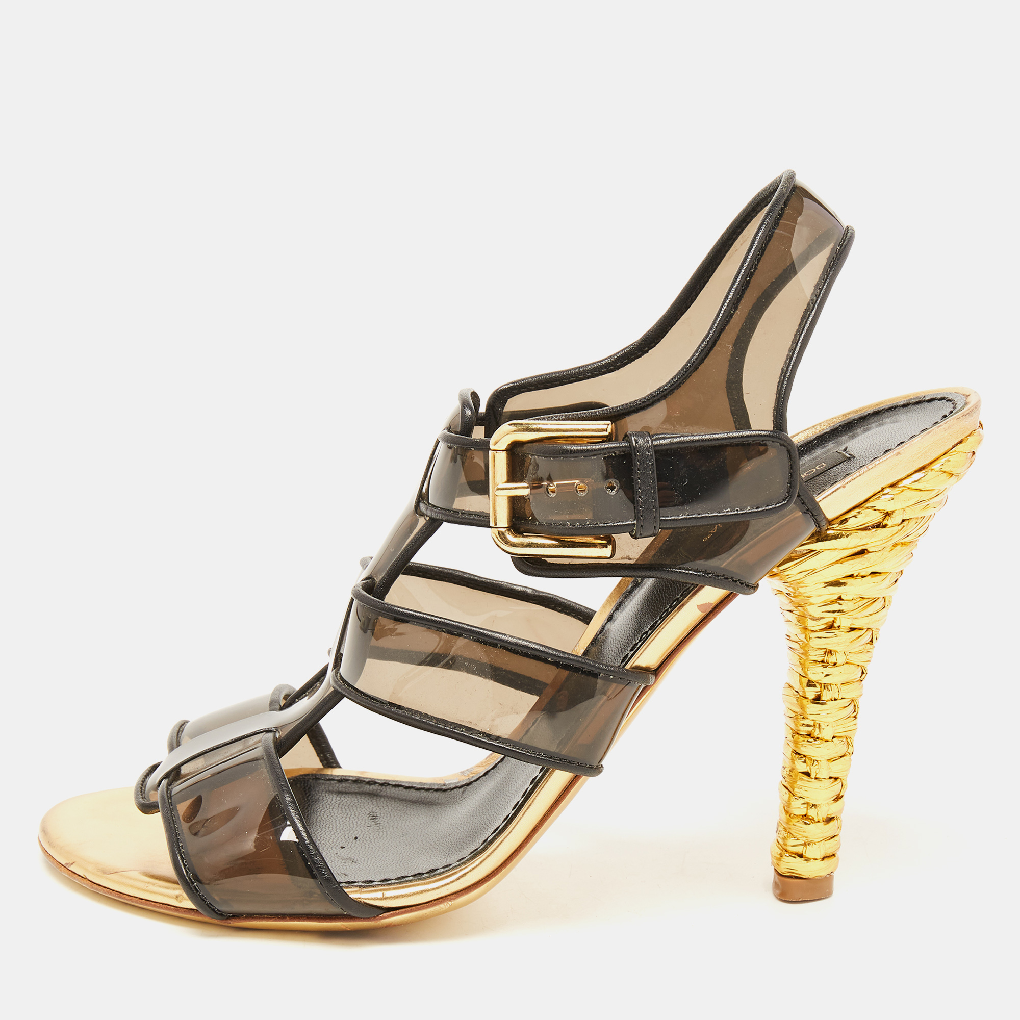 

Dolce & Gabbana Black PVC and Leather Strappy Sandals Size