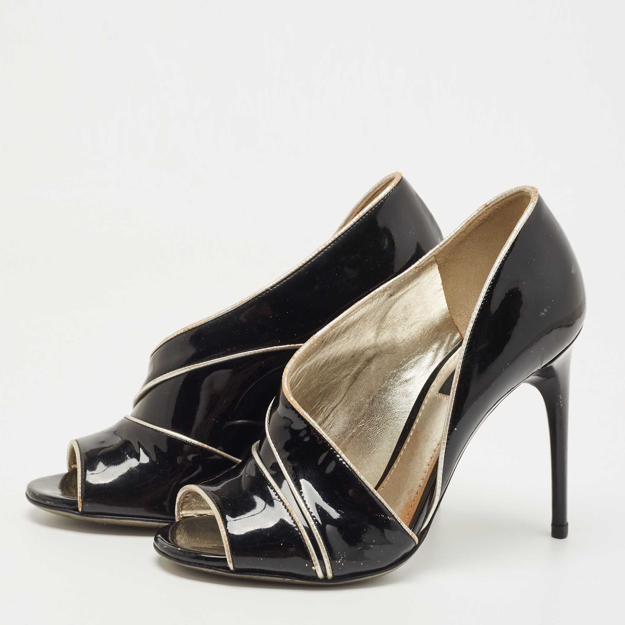 

Dolce & Gabbana Black Patent Leather Peep Toe D'orsay Pumps Size