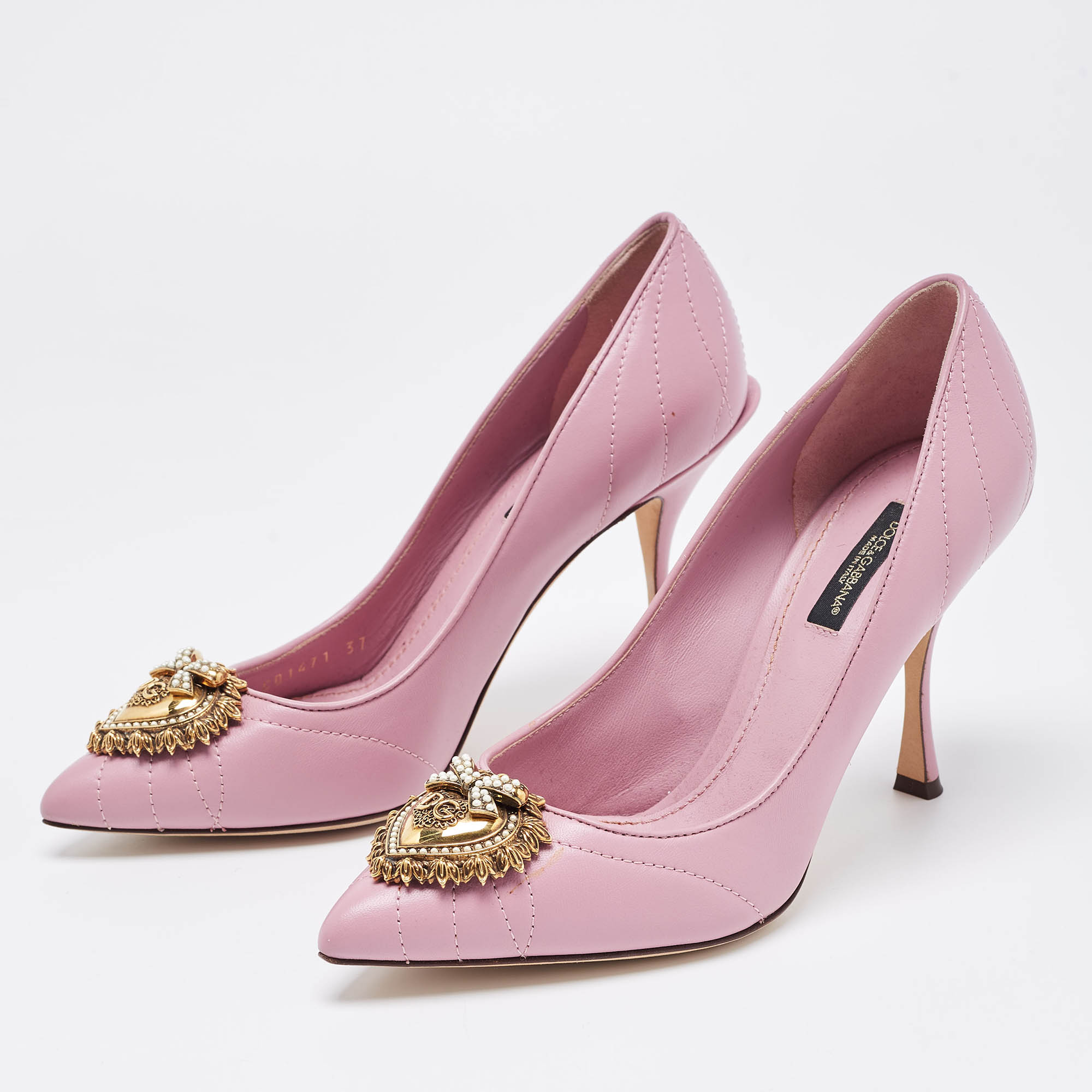 

Dolce & Gabbana Pink Leather Devotion Pumps Size