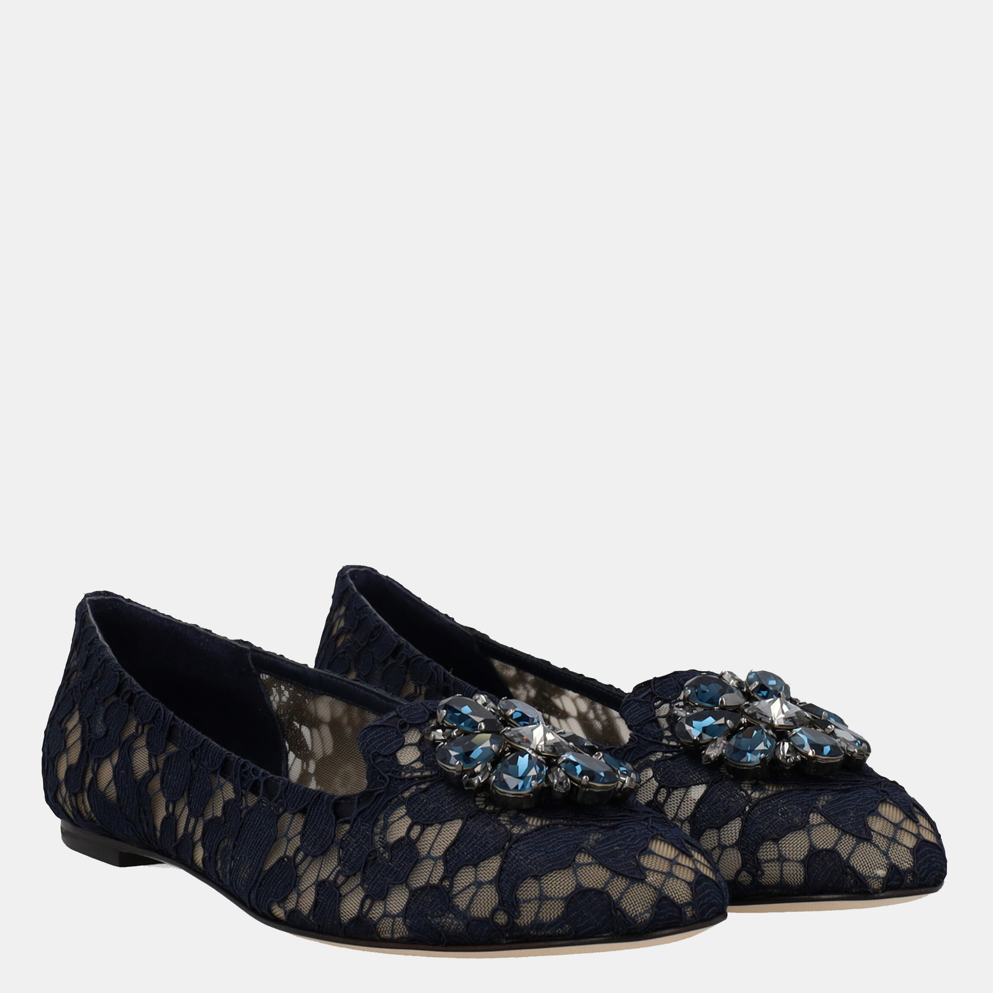 

Dolce & Gabbana Women's Fabric Ballet Flats - Navy - EU, Navy blue