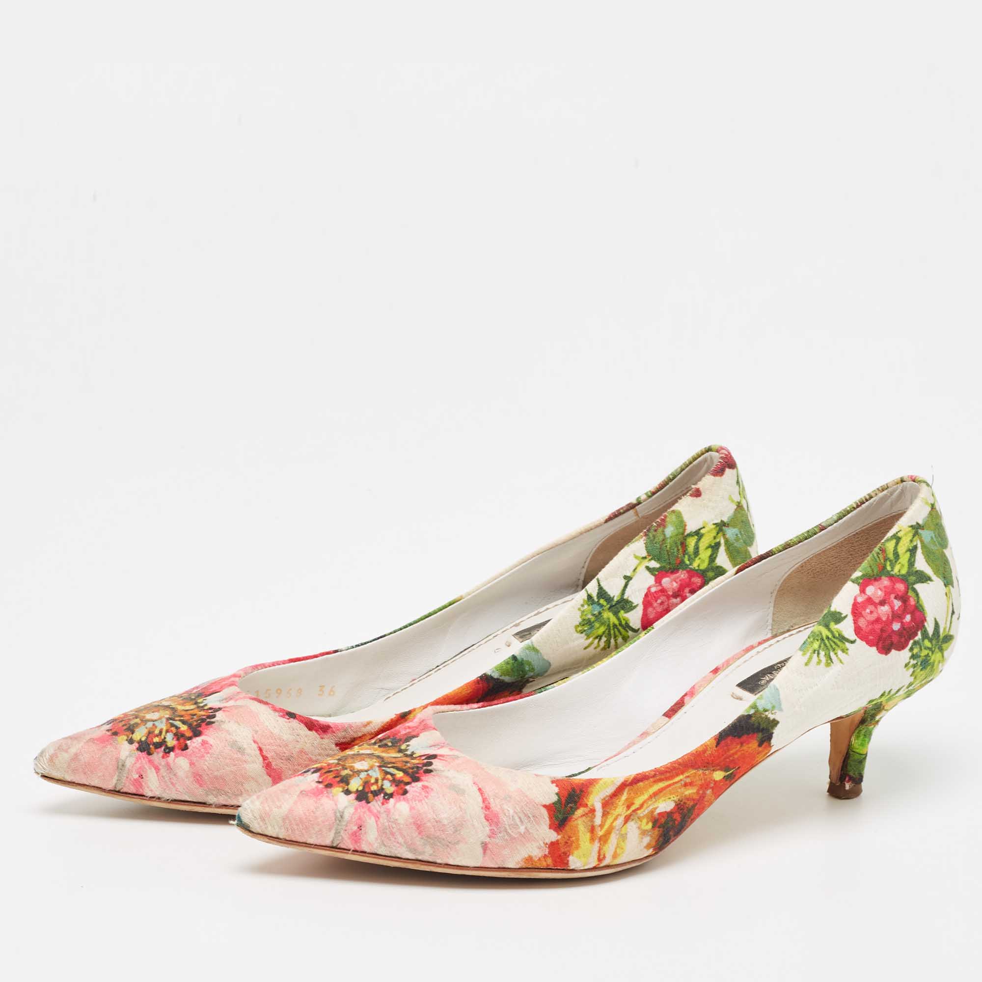 

Dolce & Gabbana Multicolor Brocade Fabric Floral Print Pointed Toe Pumps Size