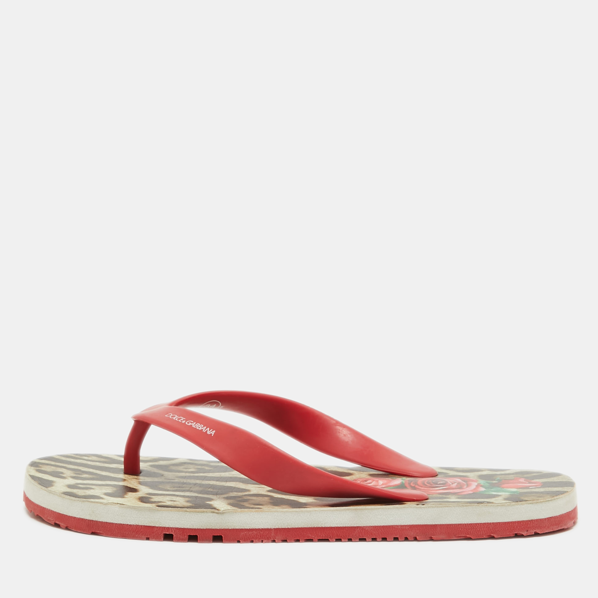 

Dolce & Gabbana Red Rubber Thong Flats Size