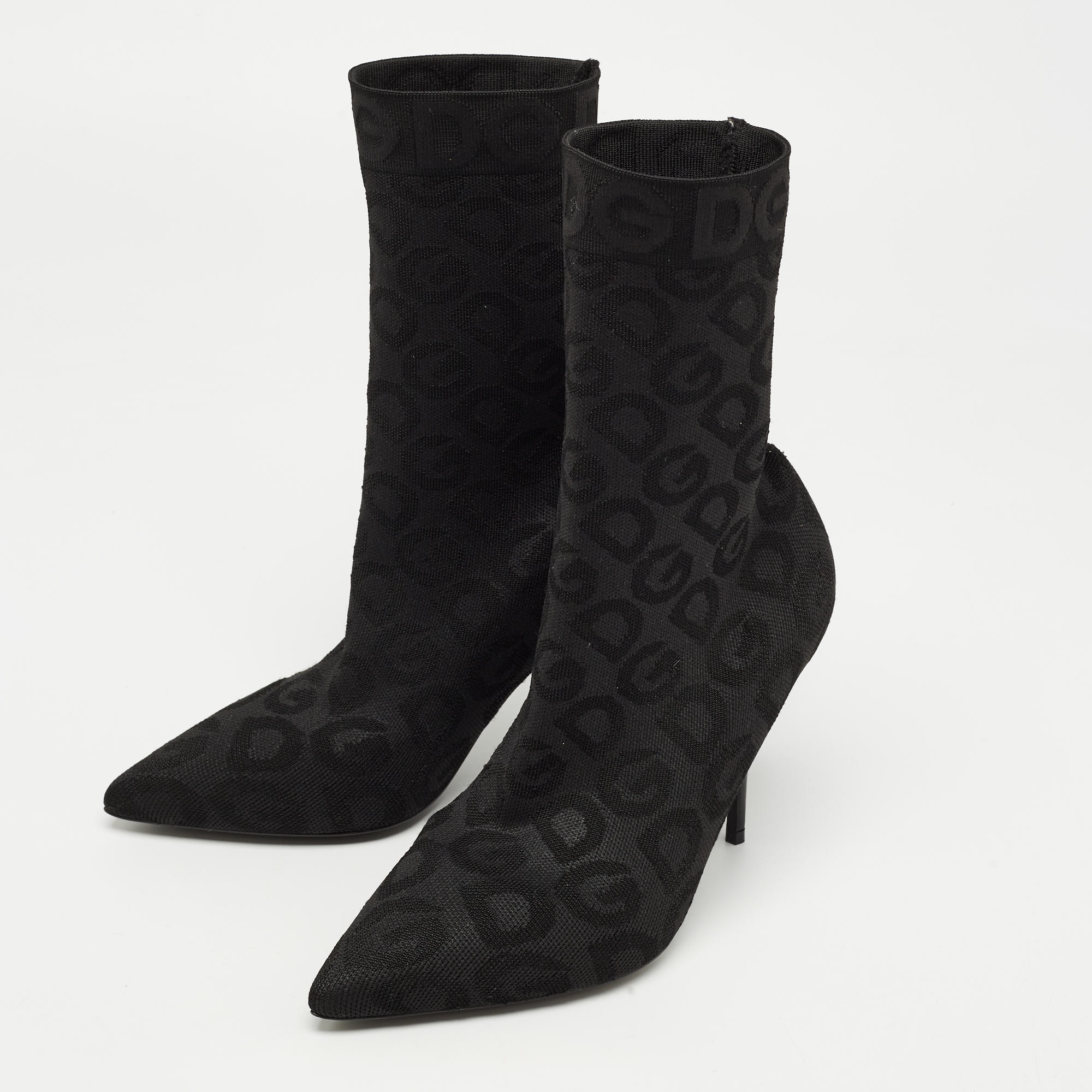 

Dolce & Gabbana Black Knit Fabric Stock Boots Size