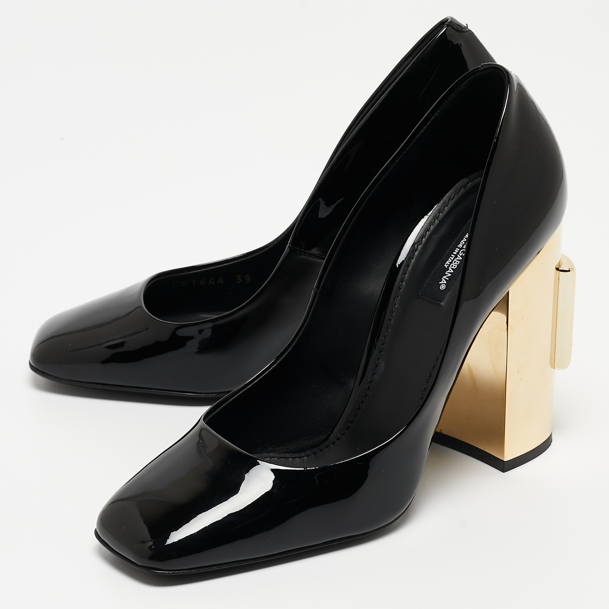 

Dolce & Gabbana Black Patent Leather Jackie Block Heel Pumps Size