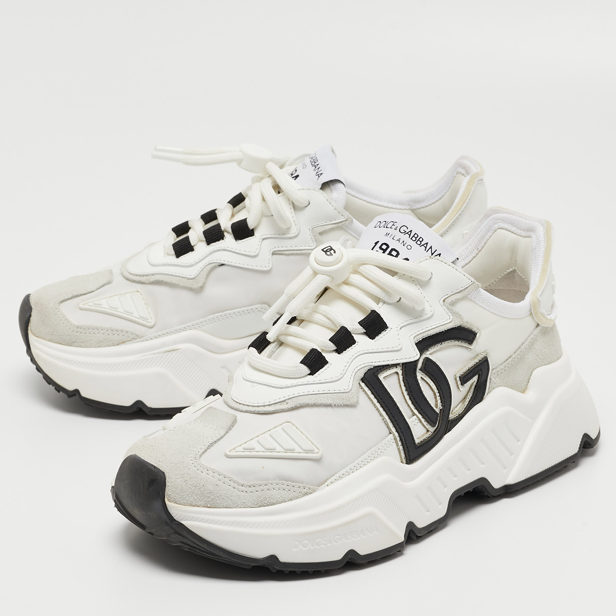 

Dolce & Gabbana White Nylon and Leather Daymaster Sneakers Size