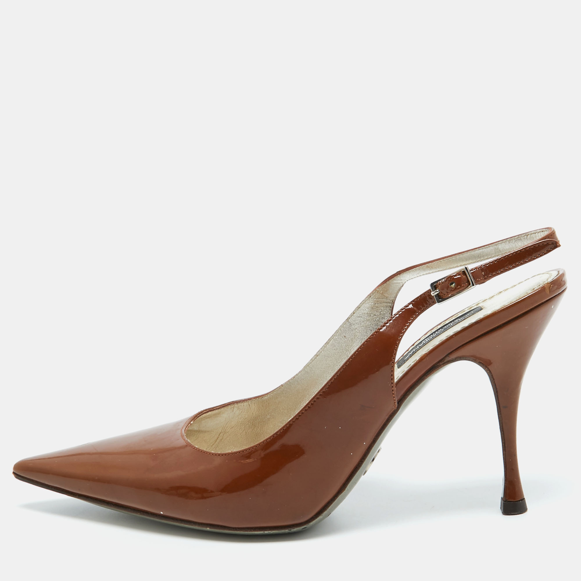 

Dolce & Gabbana Brown Patent Leather Slingback Pumps Size